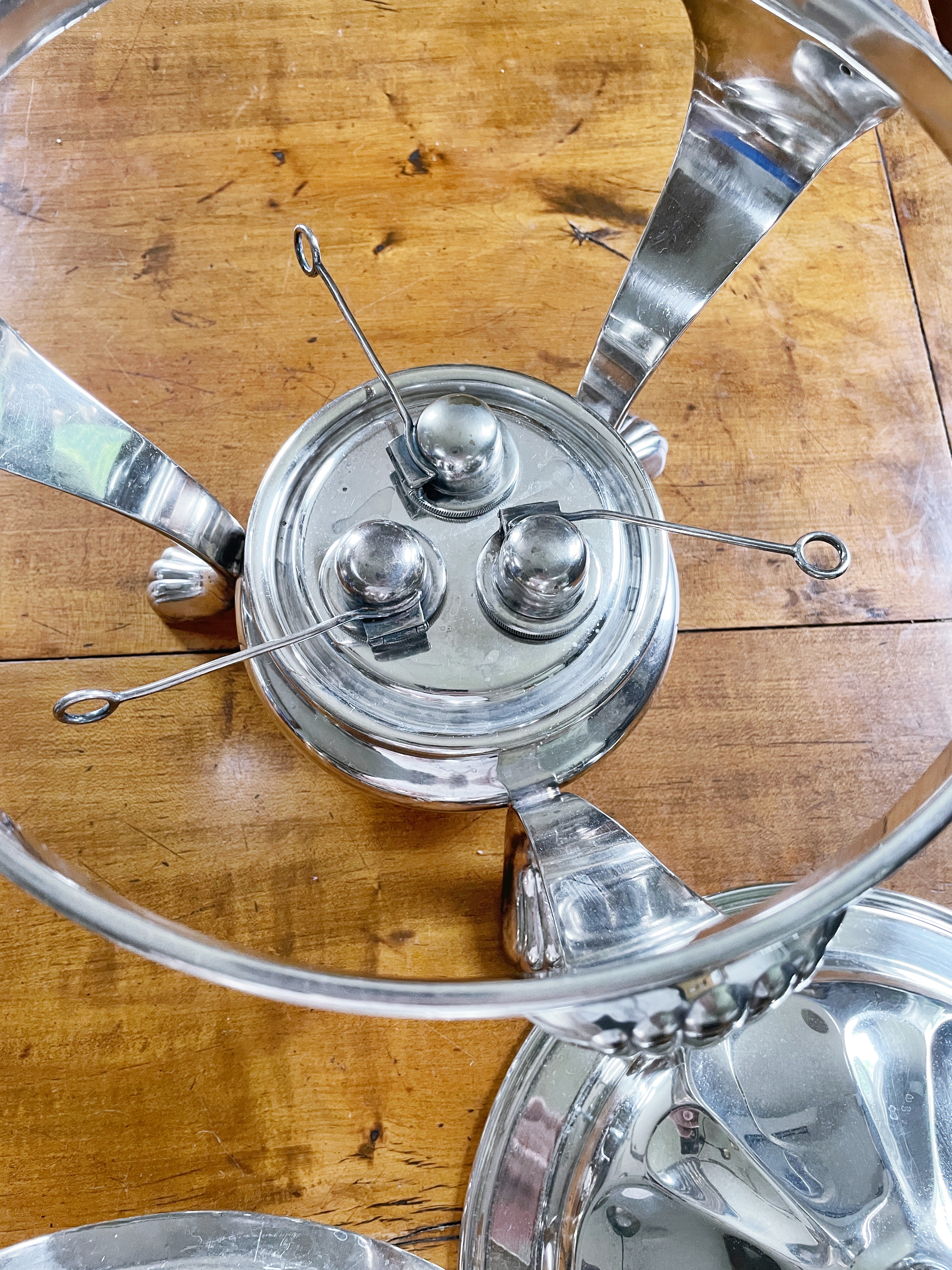Antique Silver Serving Chafing Dish from Hotel Brewster in Boston
