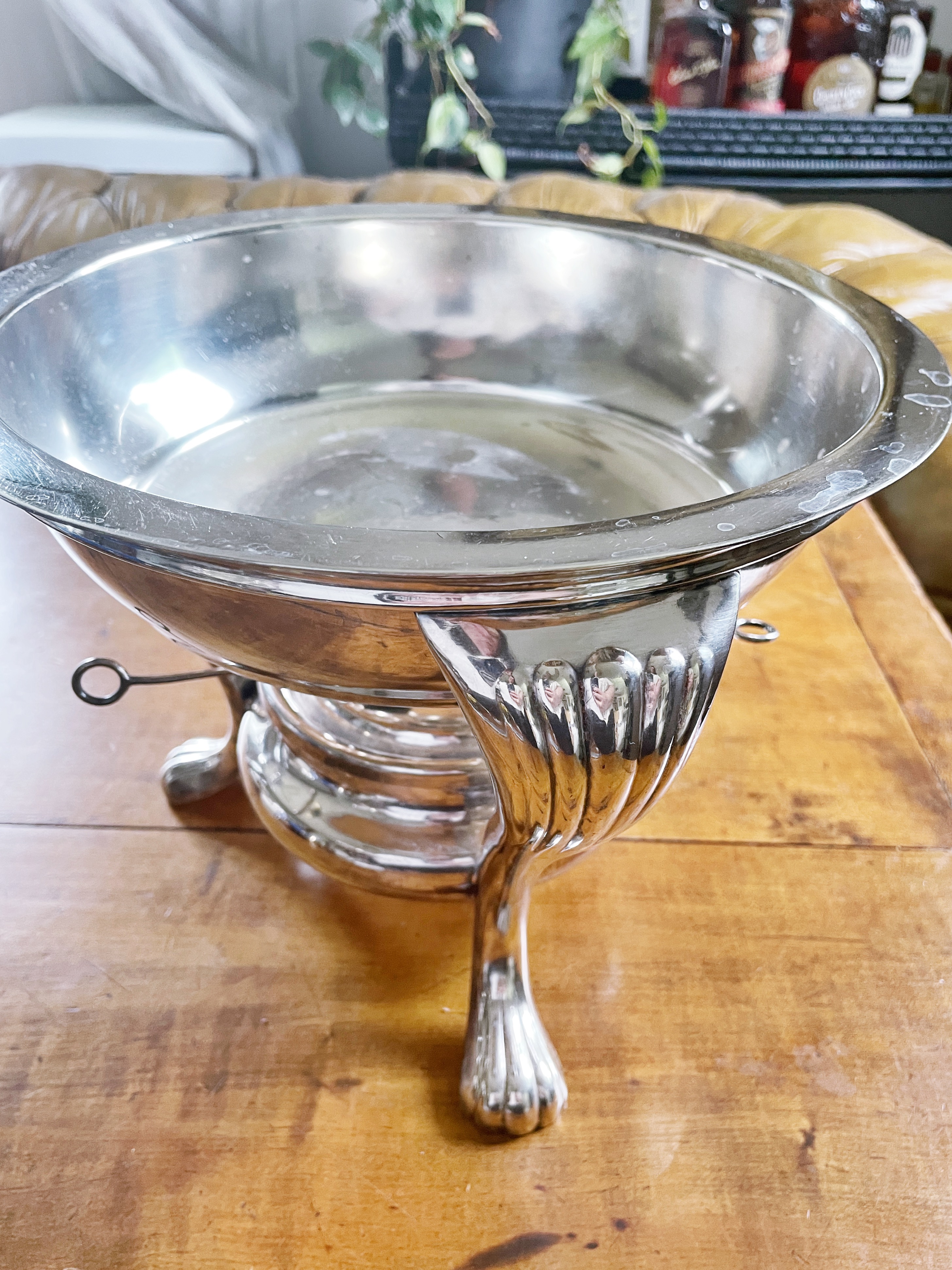 Antique Silver Serving Chafing Dish from Hotel Brewster in Boston