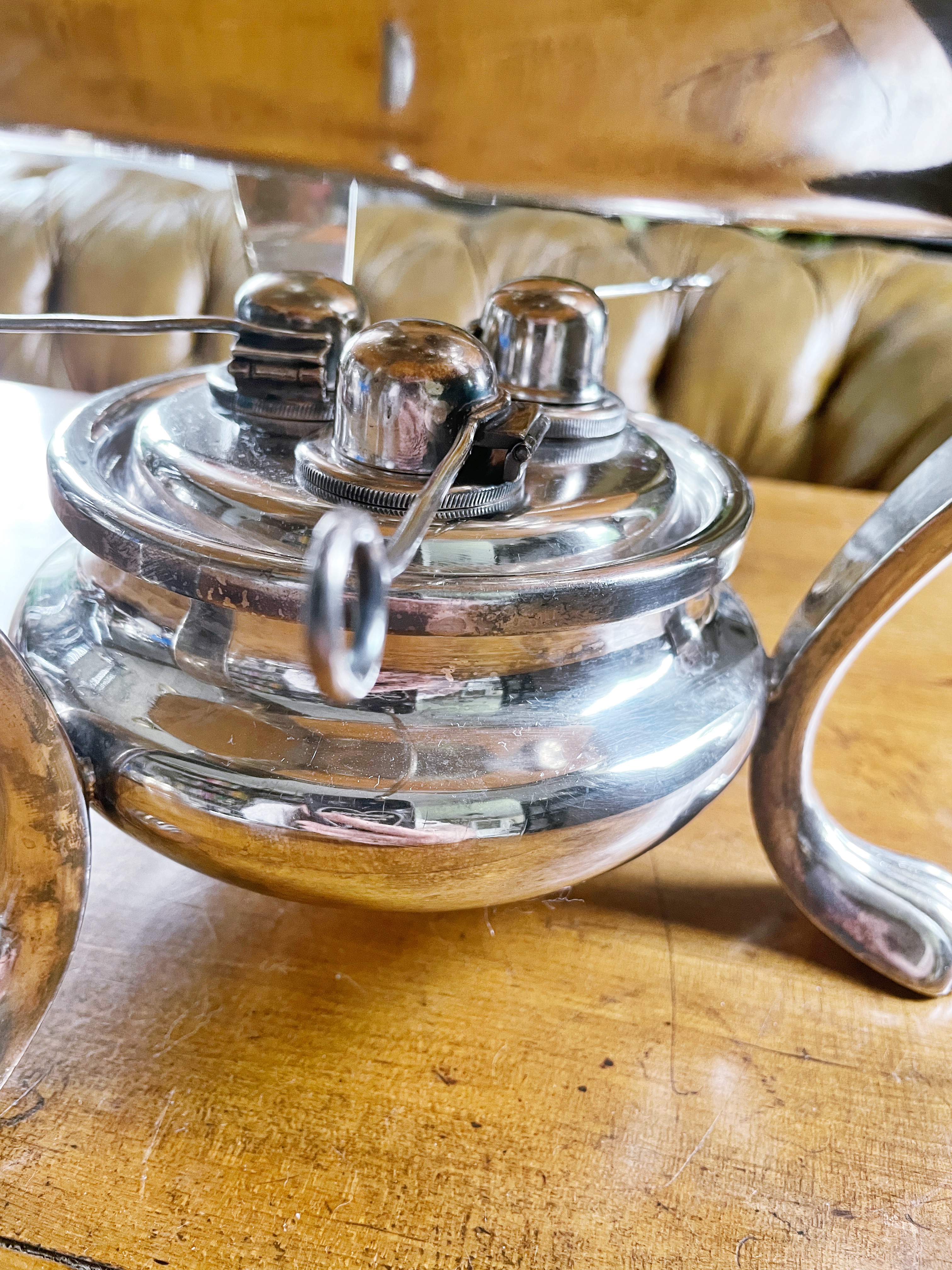 Antique Silver Serving Chafing Dish from Hotel Brewster in Boston