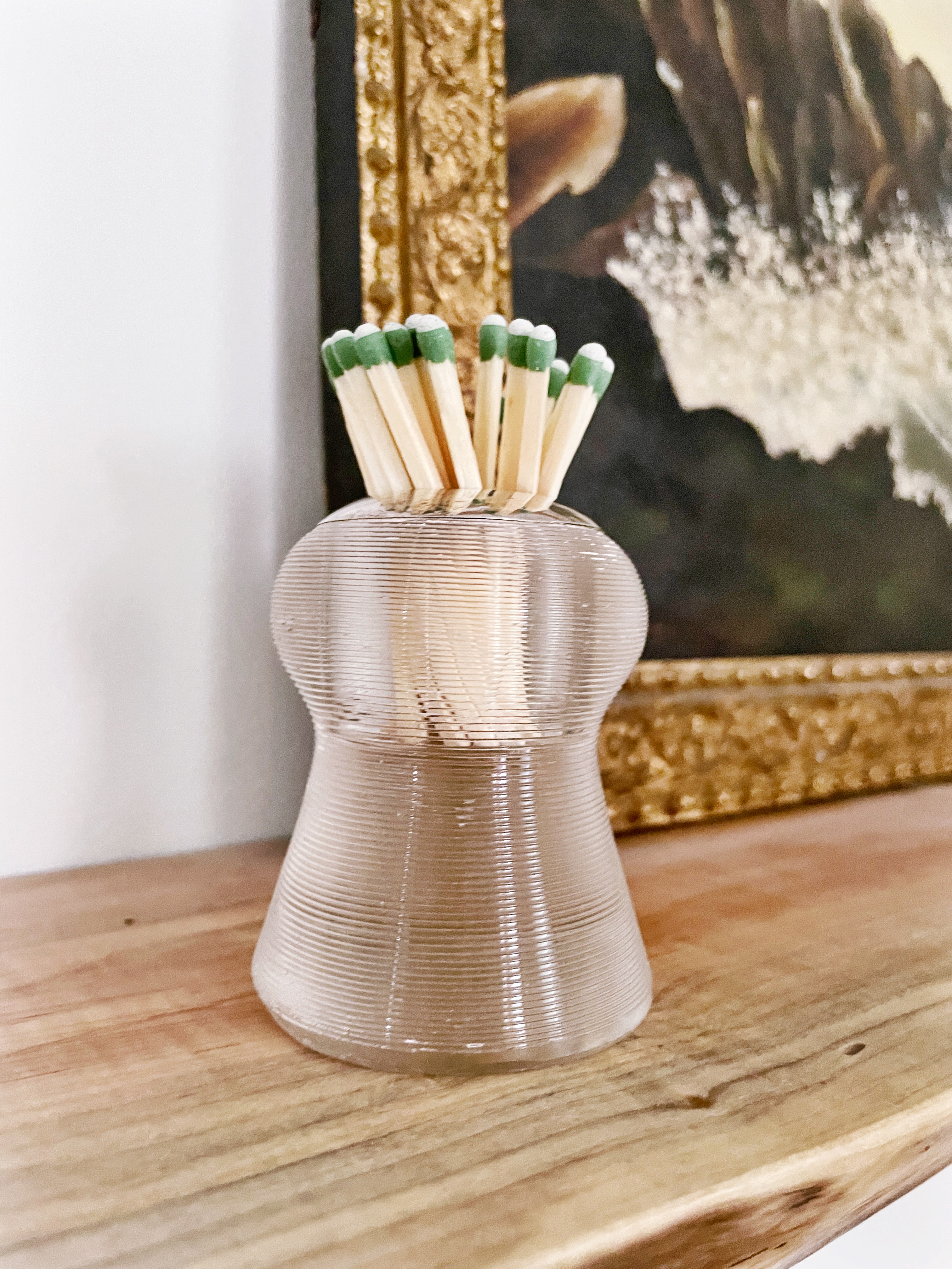 Antique English Champagne Cork Glass and Sterling Match Striker