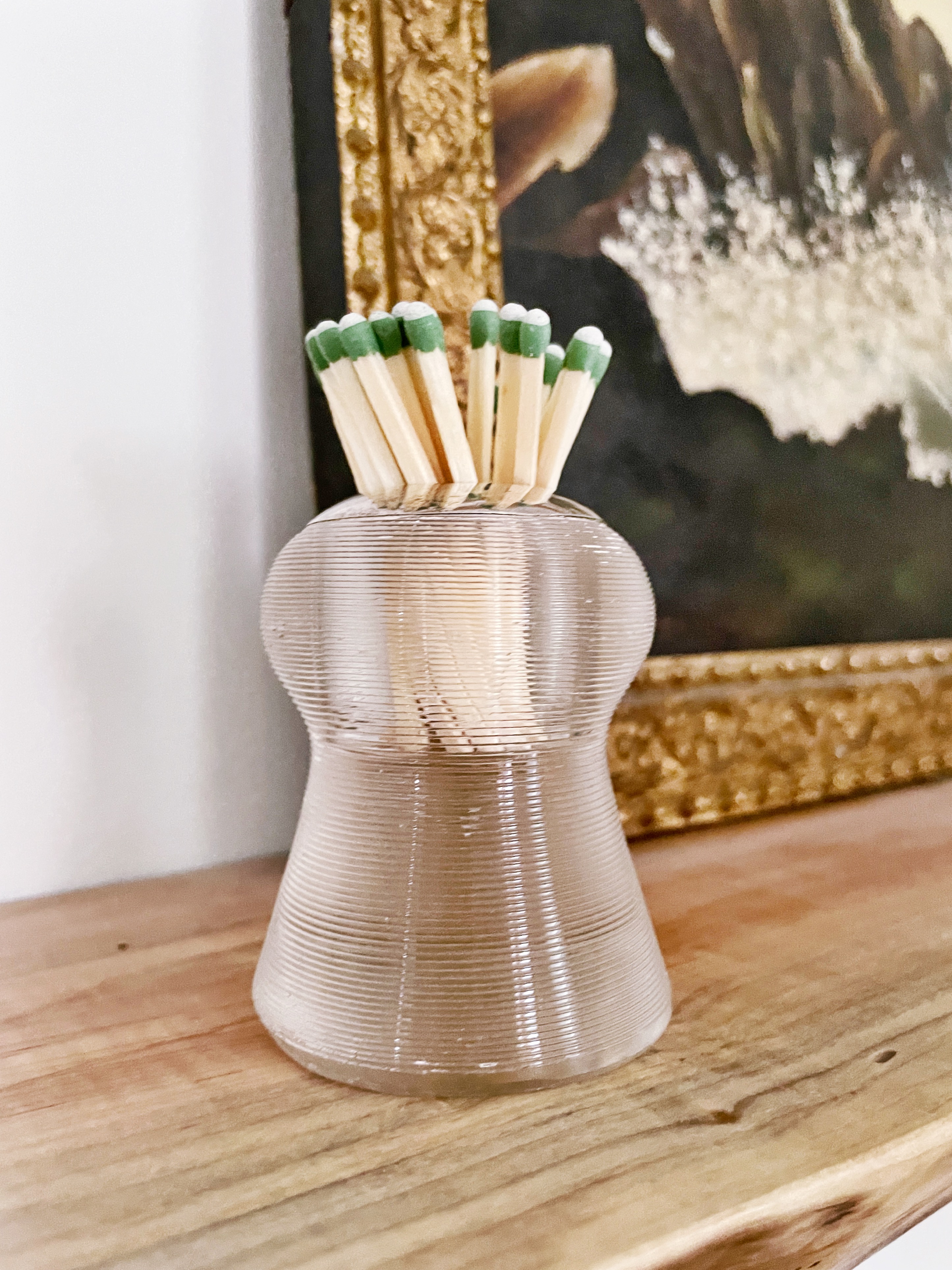 Antique English Champagne Cork Glass and Sterling Match Striker