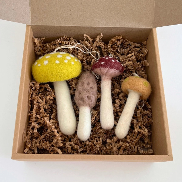 Felted Mushroom Ornament Set