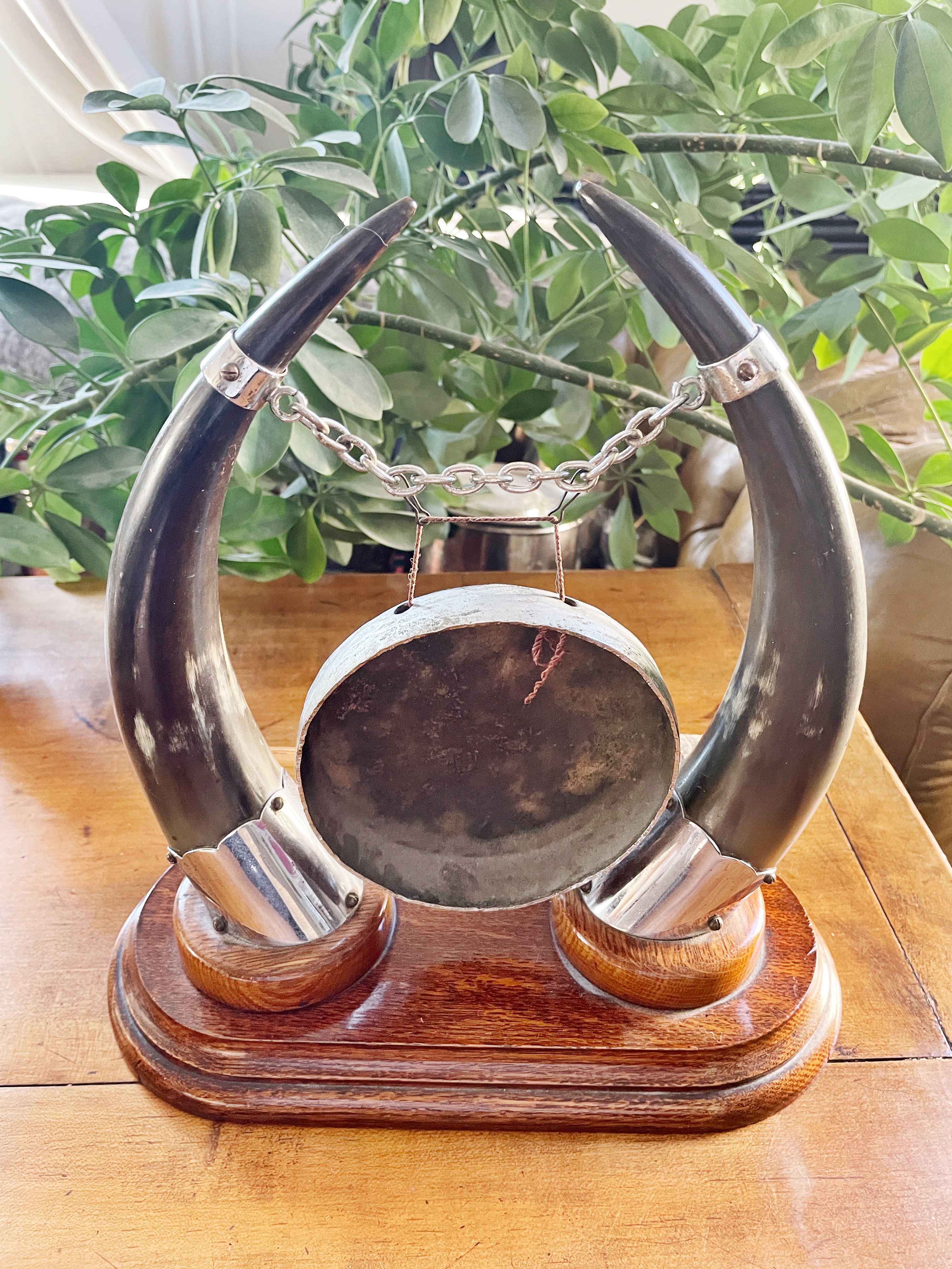 1890s Scottish Oak & Horn Dinner Gong