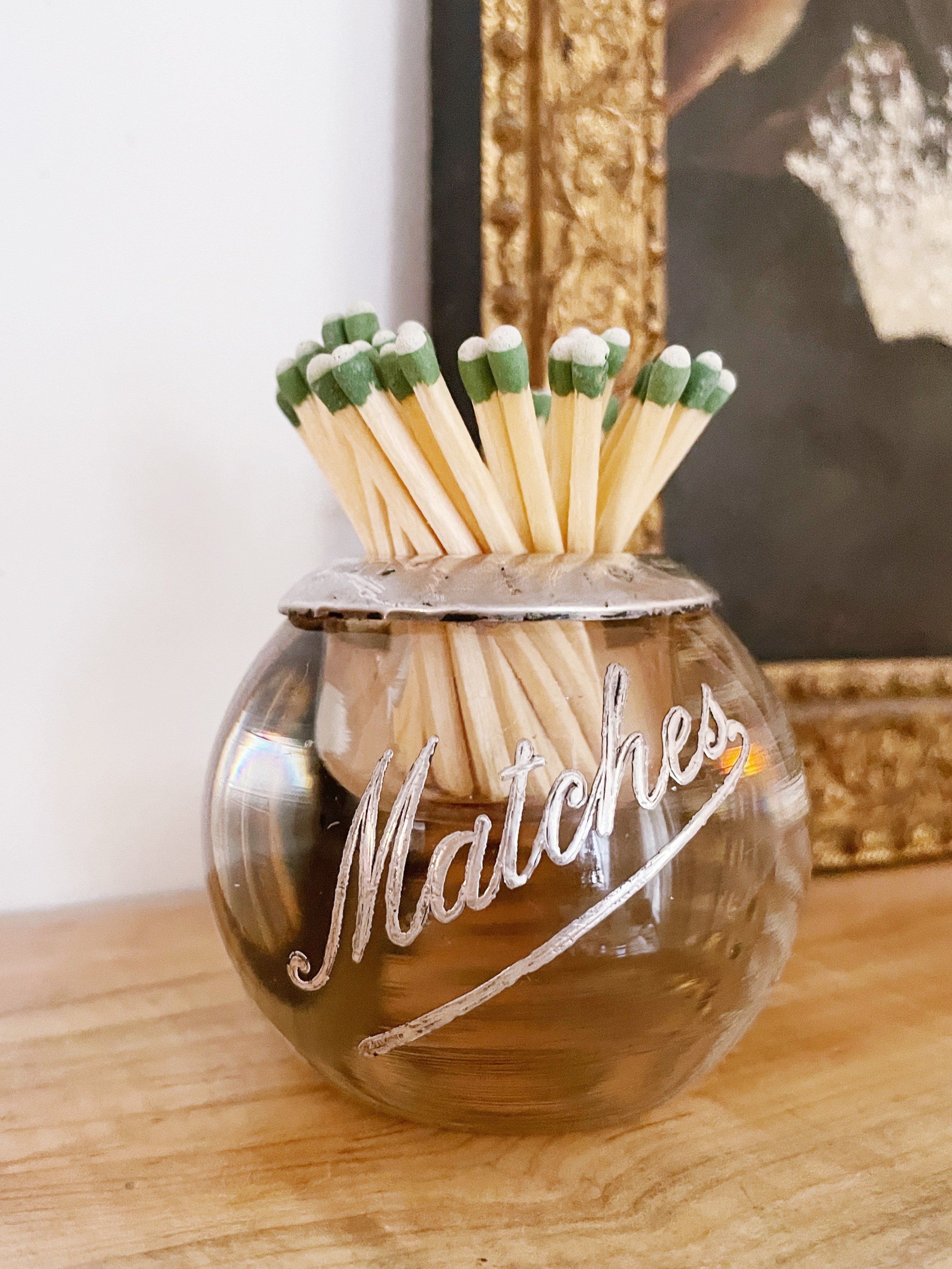 Antique Sterling Silver and Glass "Matches" Striker