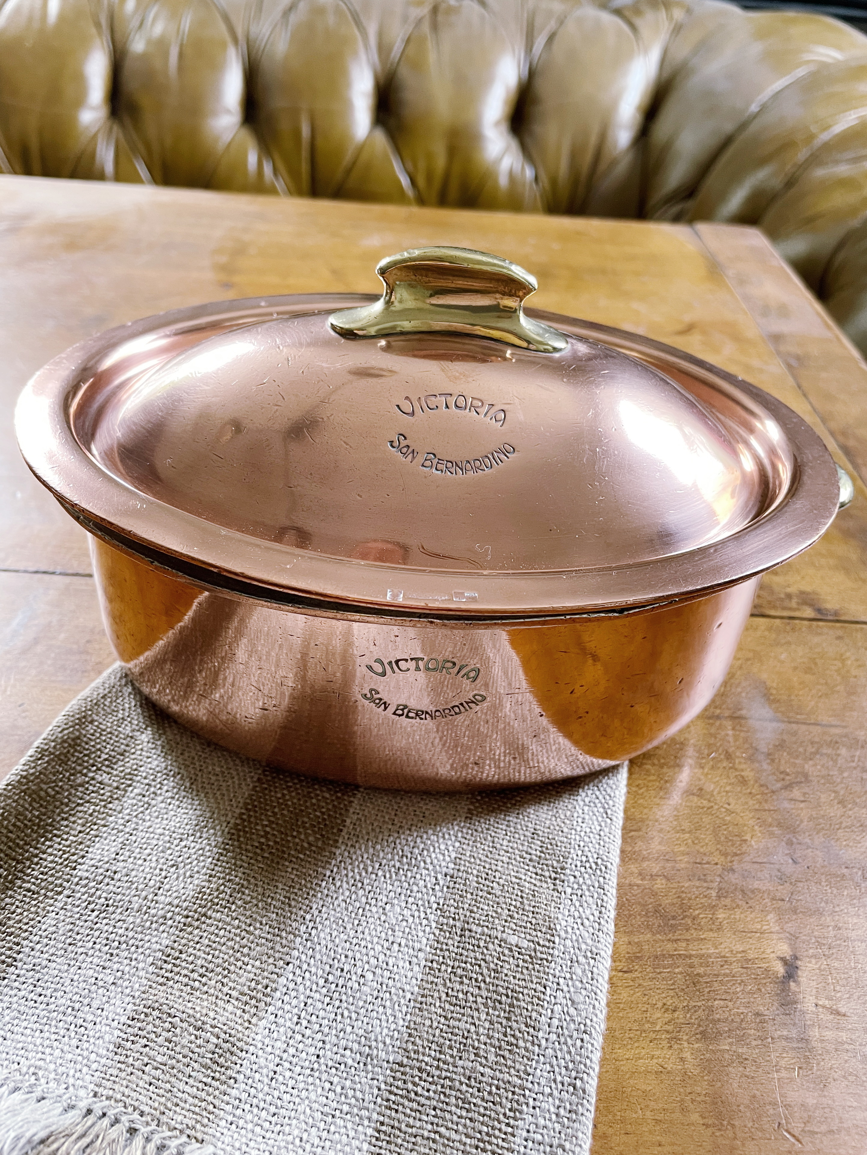 Christofle Copper and Silver Lidded Pot From Grand Hotel Victoria in San Bernardino Switzerland
