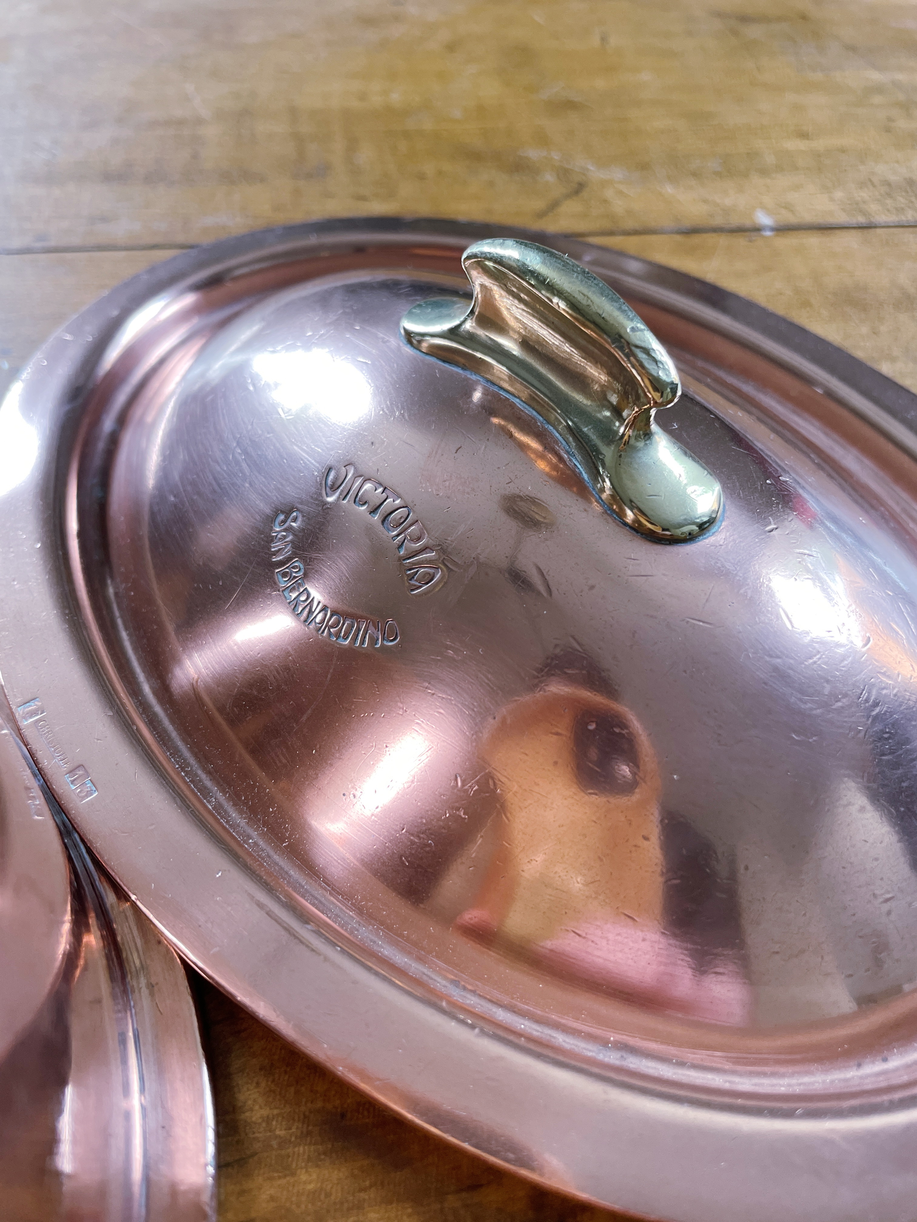 Christofle Copper and Silver Lidded Pot From Grand Hotel Victoria in San Bernardino Switzerland