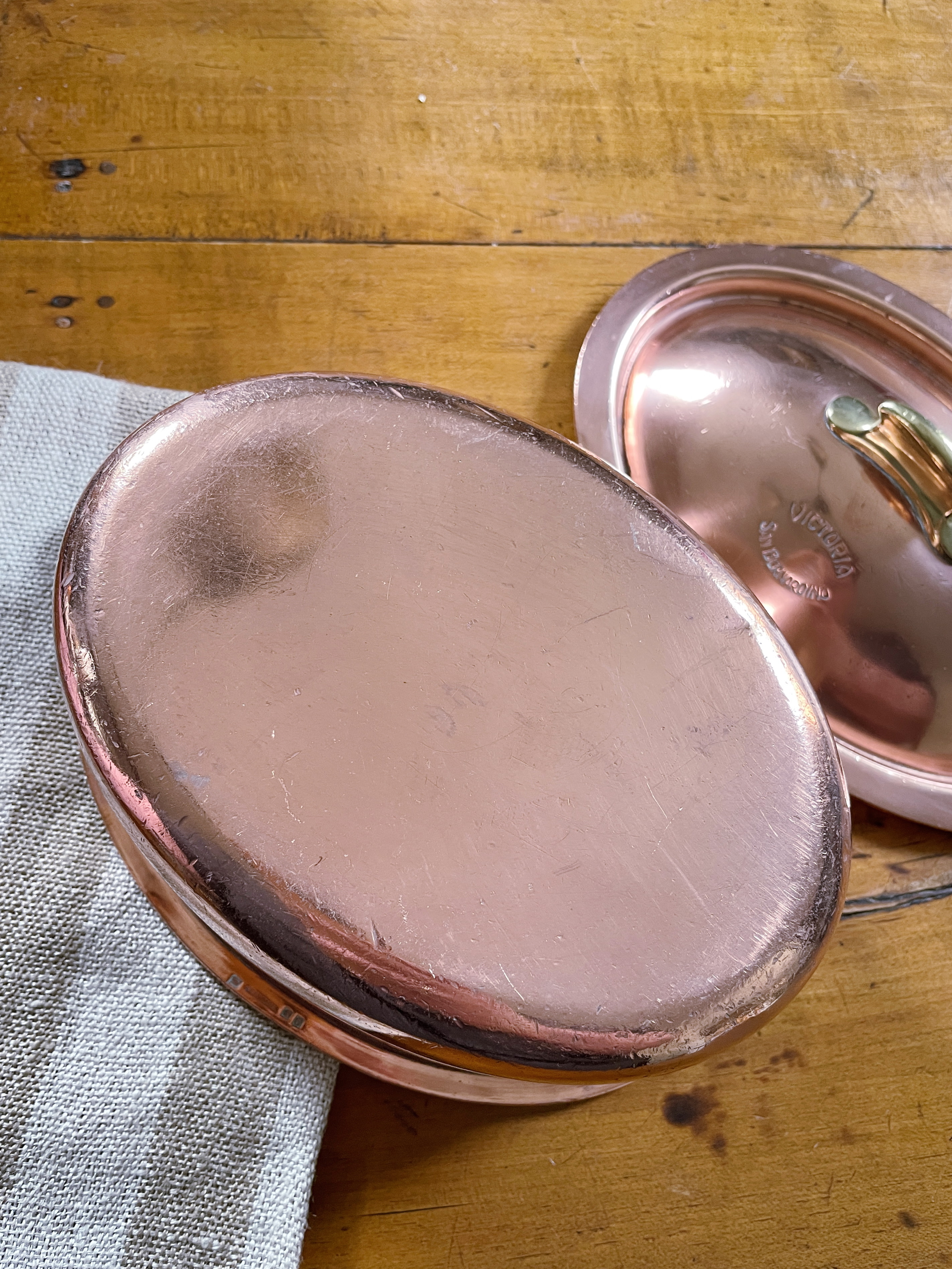 Christofle Copper and Silver Lidded Pot From Grand Hotel Victoria in San Bernardino Switzerland
