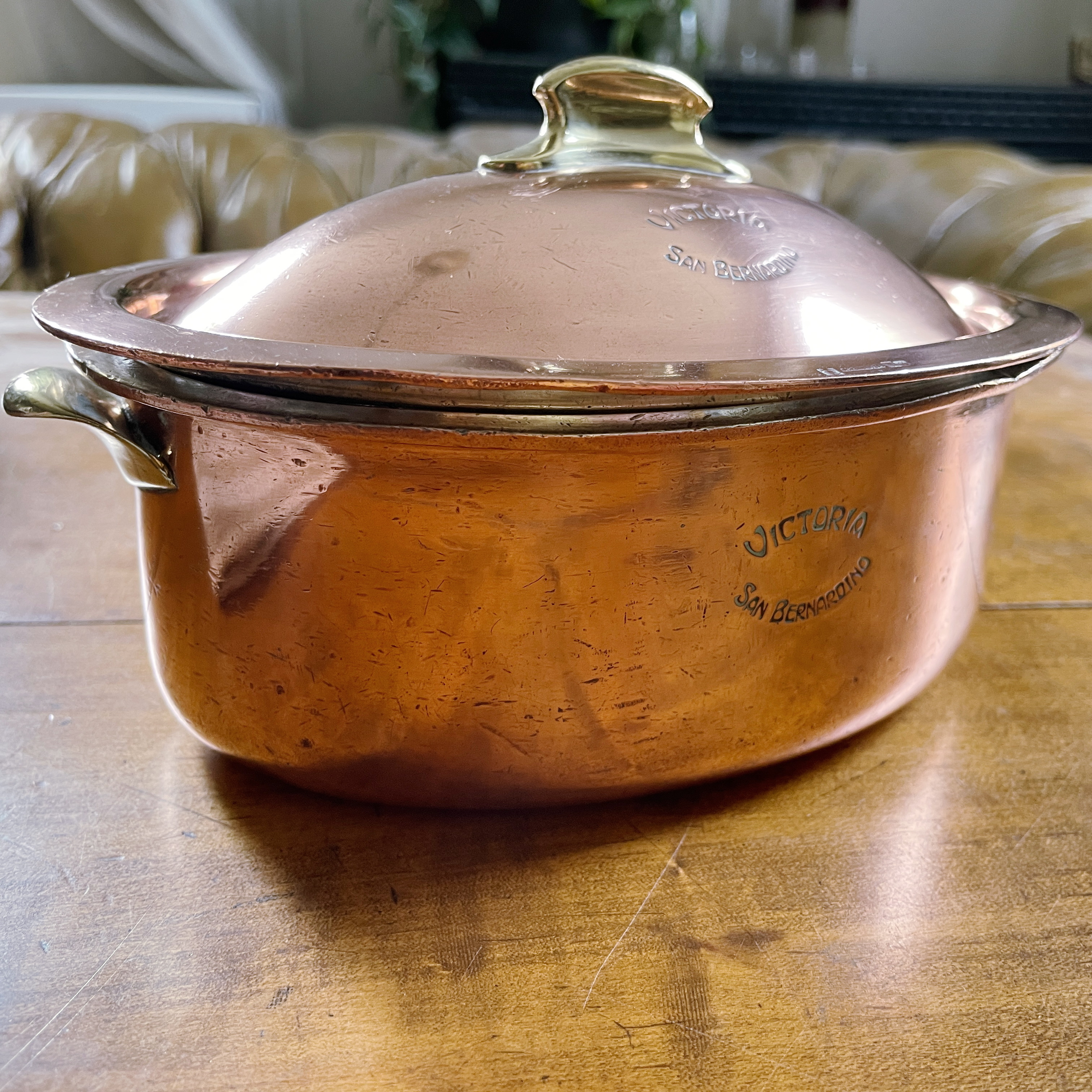 Christofle Copper and Silver Lidded Pot From Grand Hotel Victoria in San Bernardino Switzerland