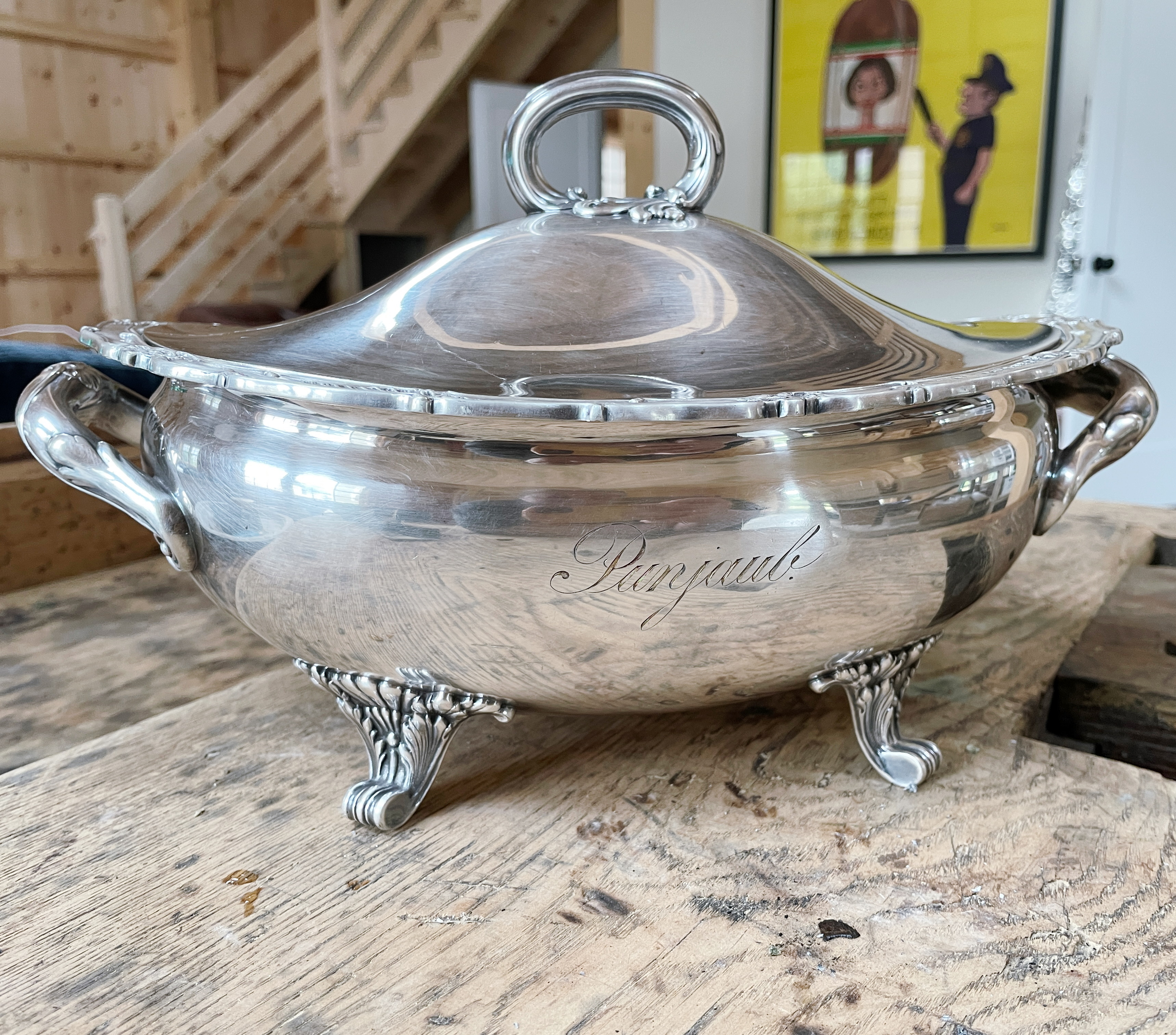 1887 Silver Plated Tureen from Steam Yacht Punjaub