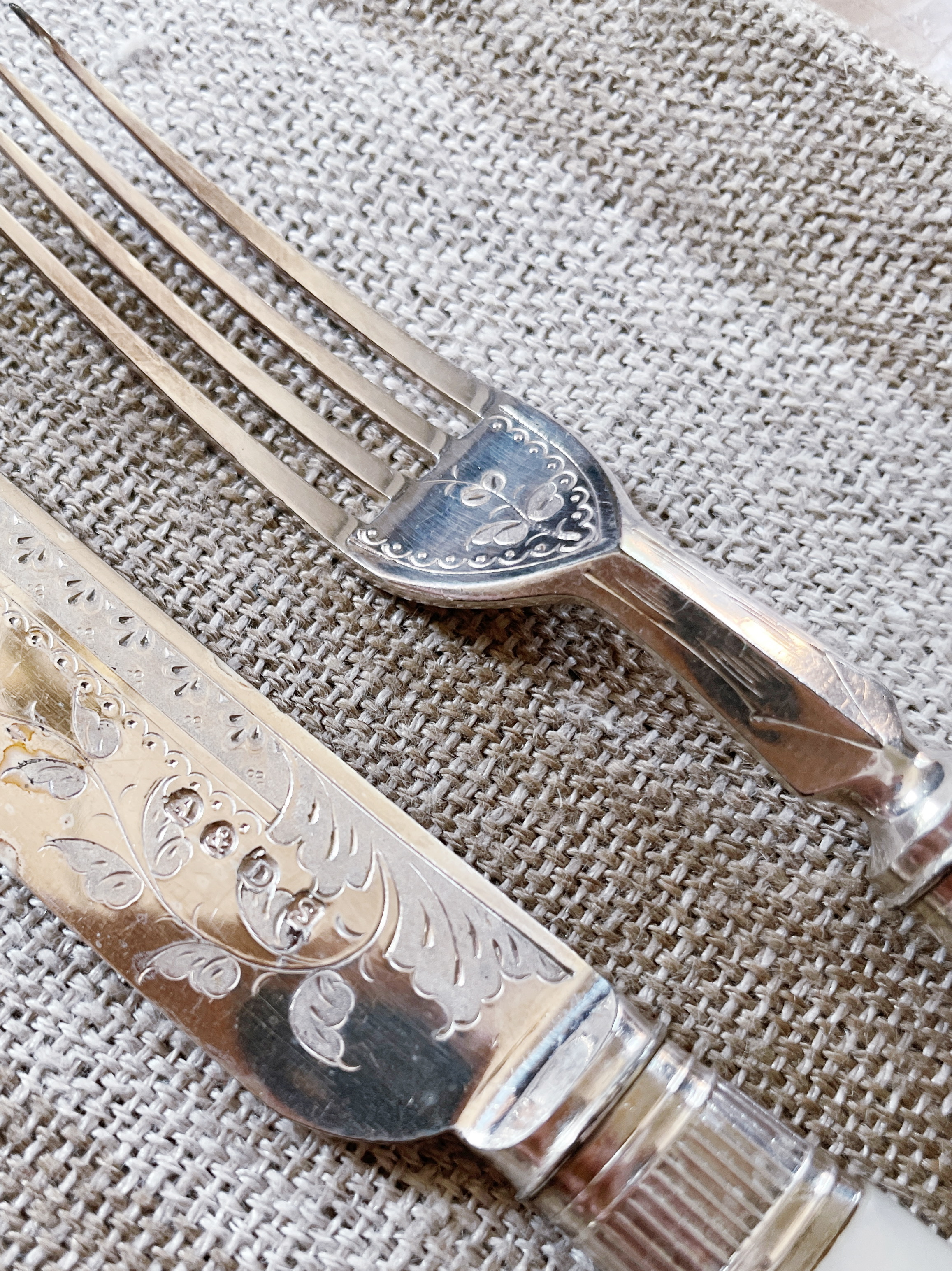 Antique Silverplate & Mother of Pearl Flatware Service for 12