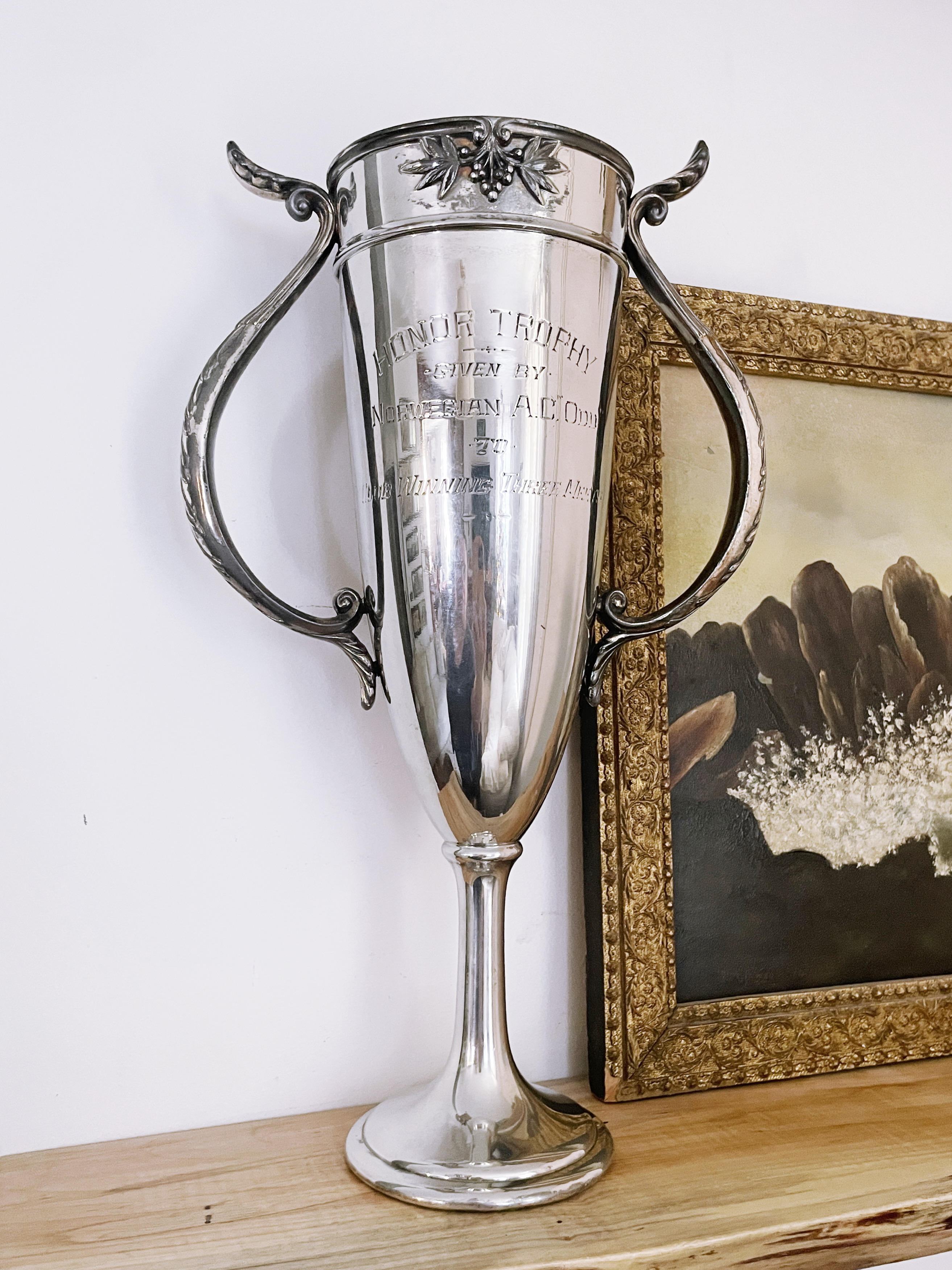 Large 1918 Silver Plated Norwegian Athletic Club Trophy