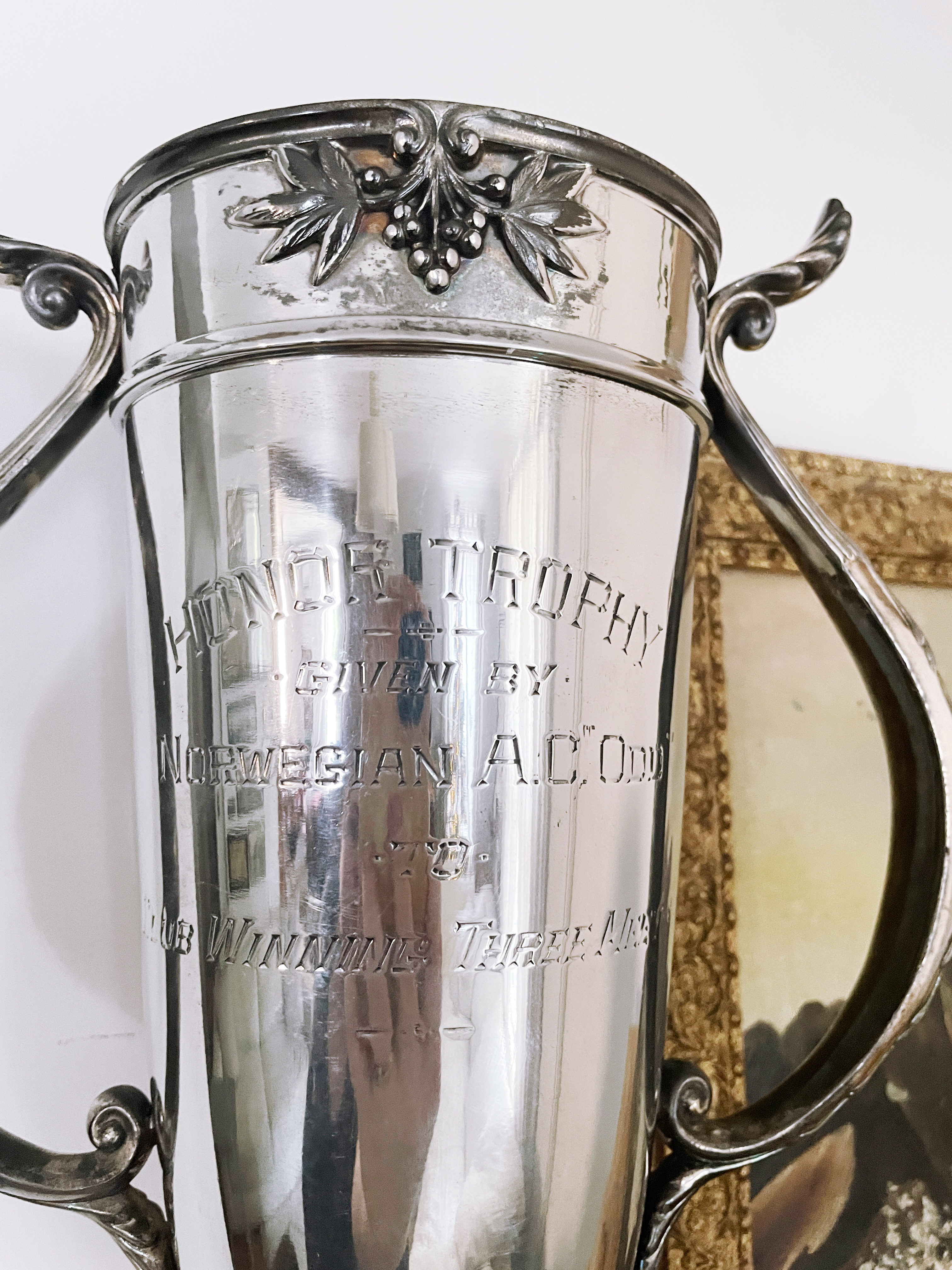Large 1918 Silver Plated Norwegian Athletic Club Trophy
