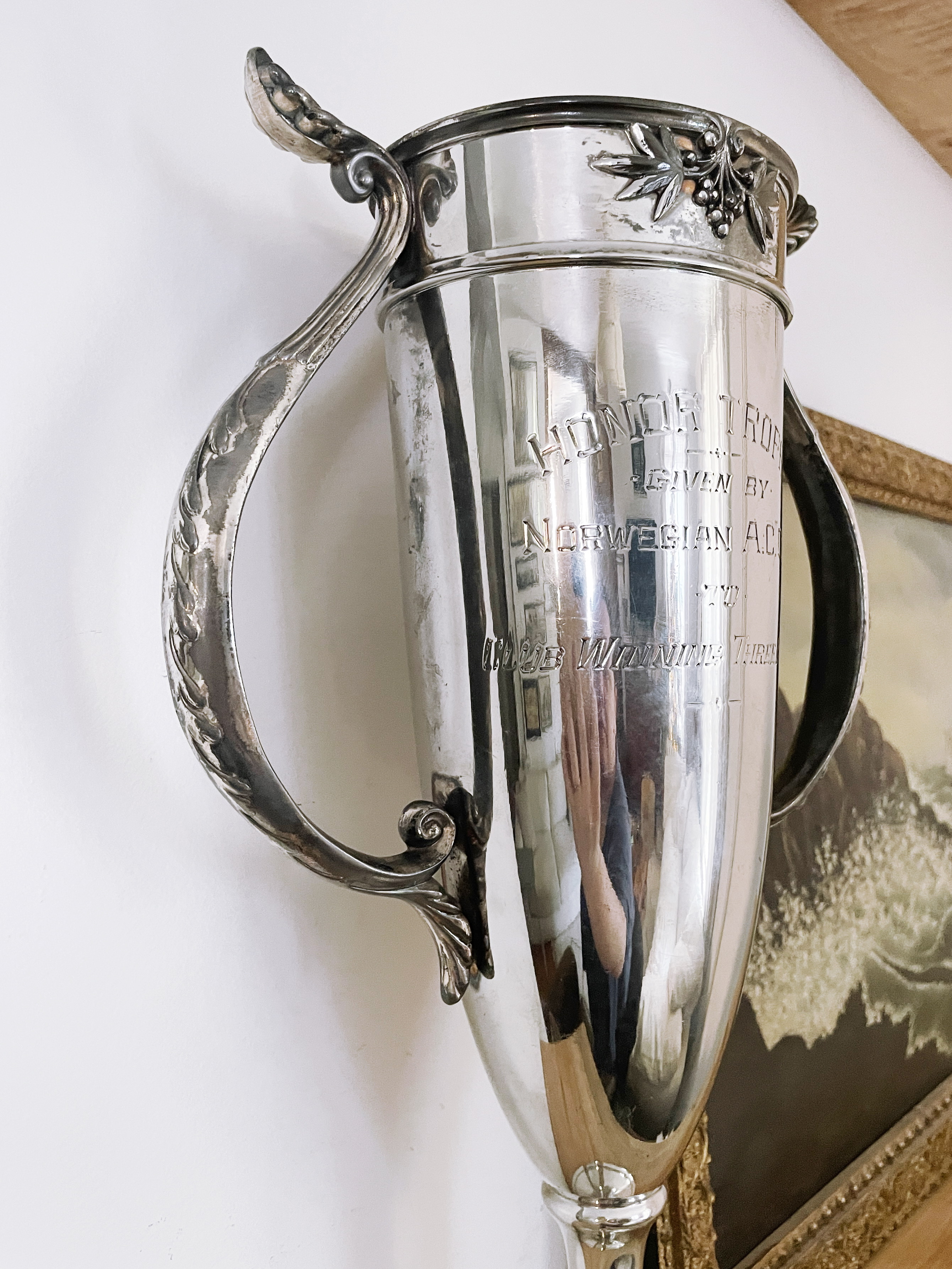Large 1918 Silver Plated Norwegian Athletic Club Trophy