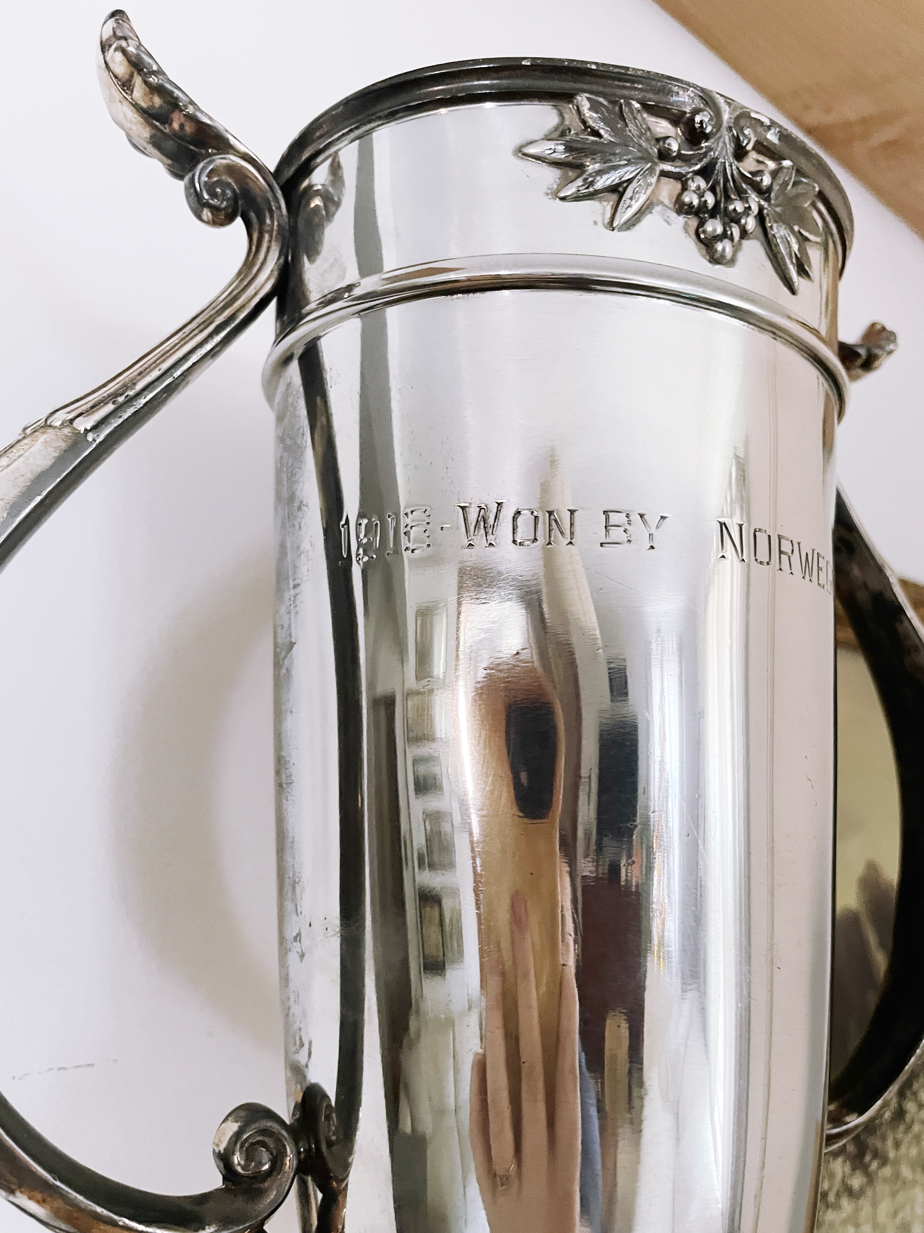 Large 1918 Silver Plated Norwegian Athletic Club Trophy
