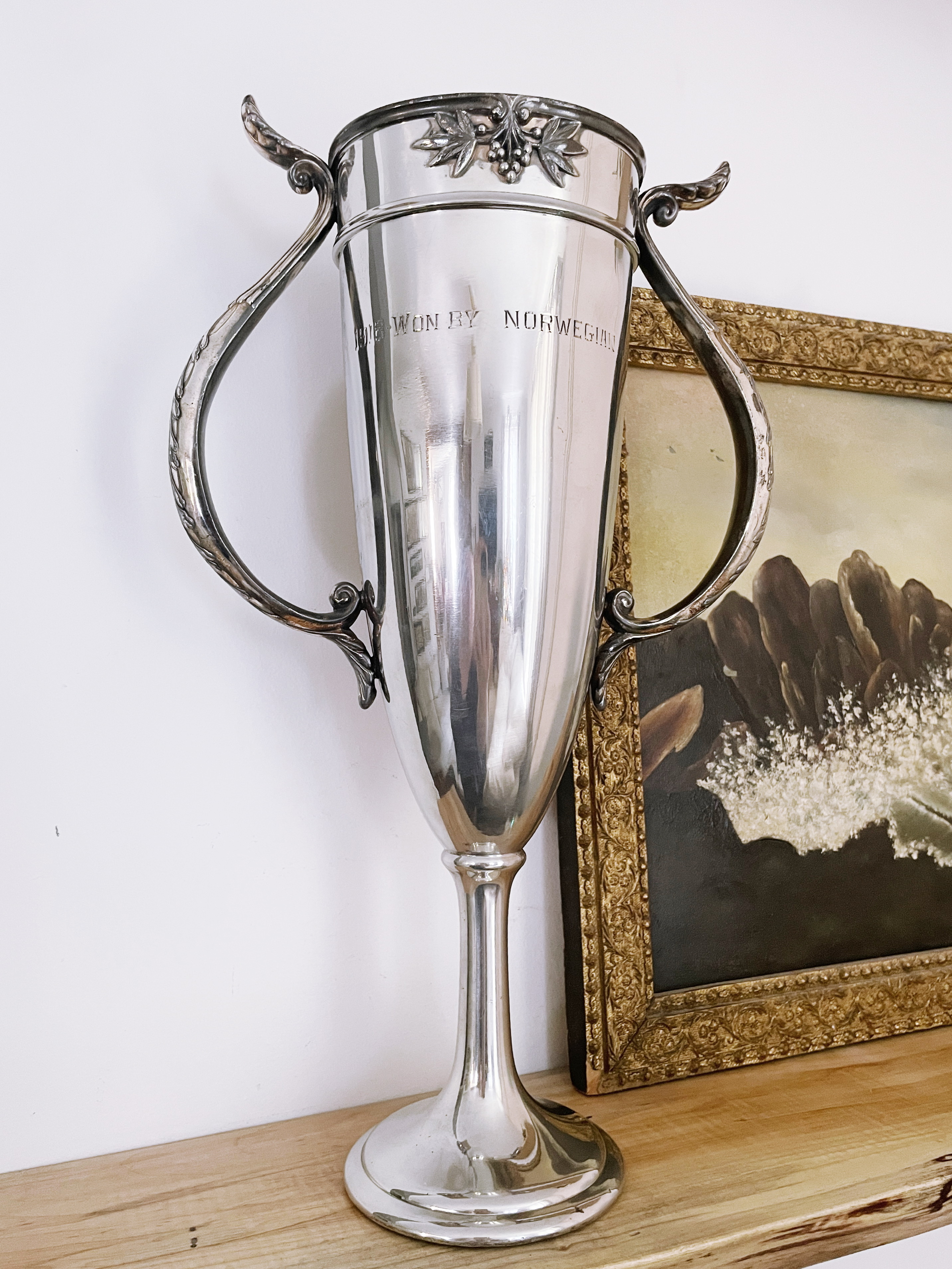 Large 1918 Silver Plated Norwegian Athletic Club Trophy