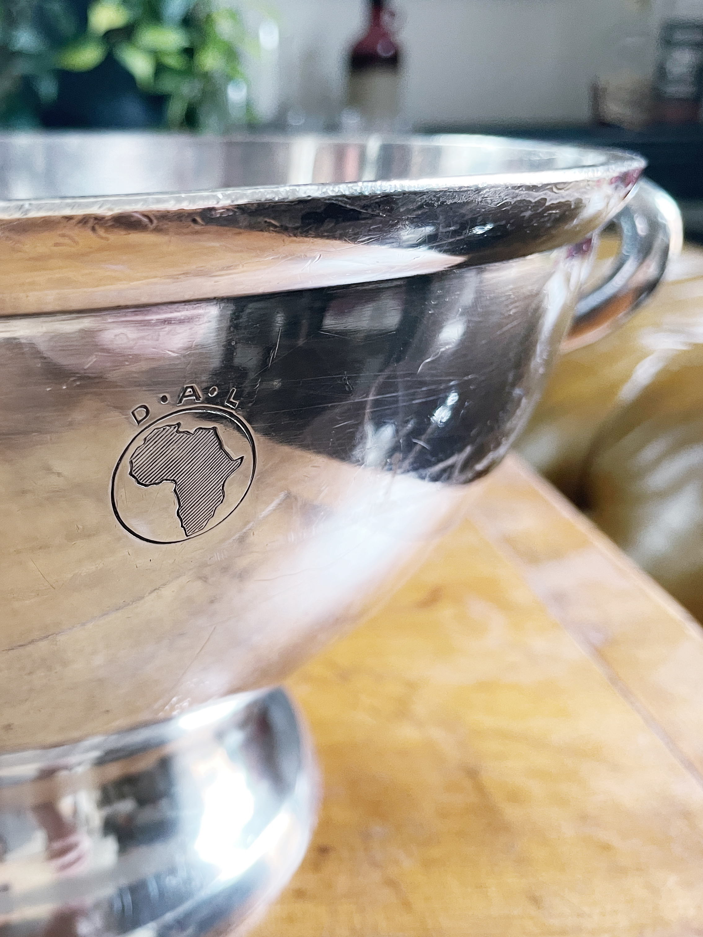 Antique Silver Plated Serving Bowl from Deutsche Africa Line Ship