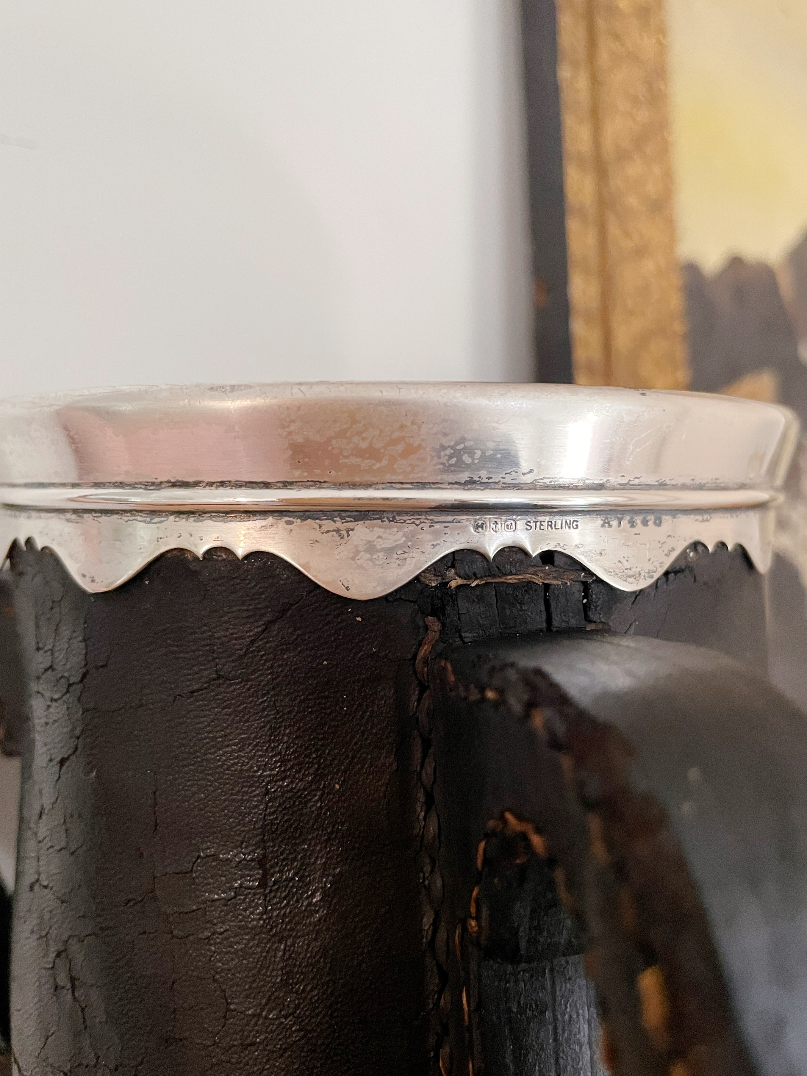 Antique Sterling Silver Leather and Copper Trophy Cup