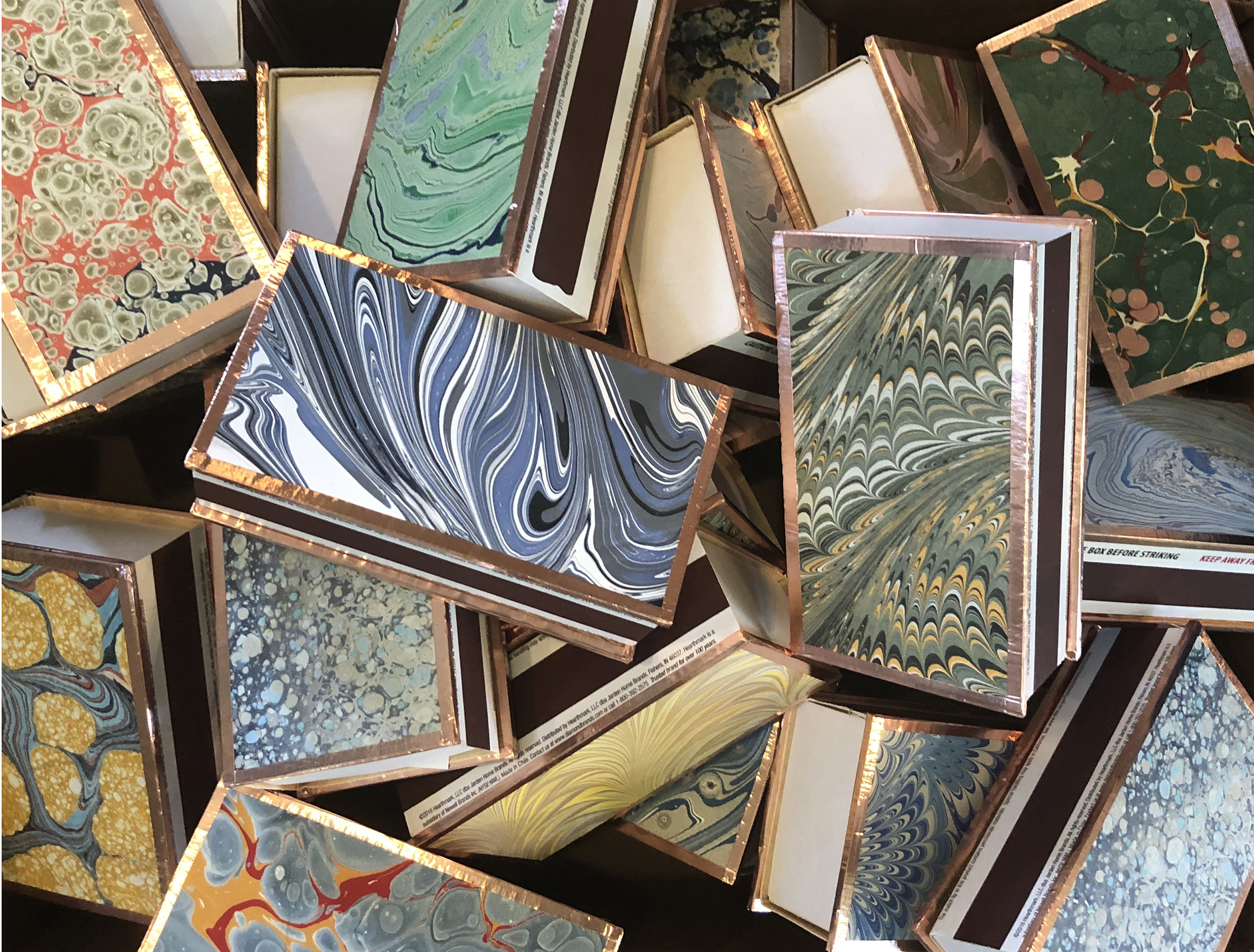 Copy of Marbled Paper & Copper Matchboxes - Large Single Box