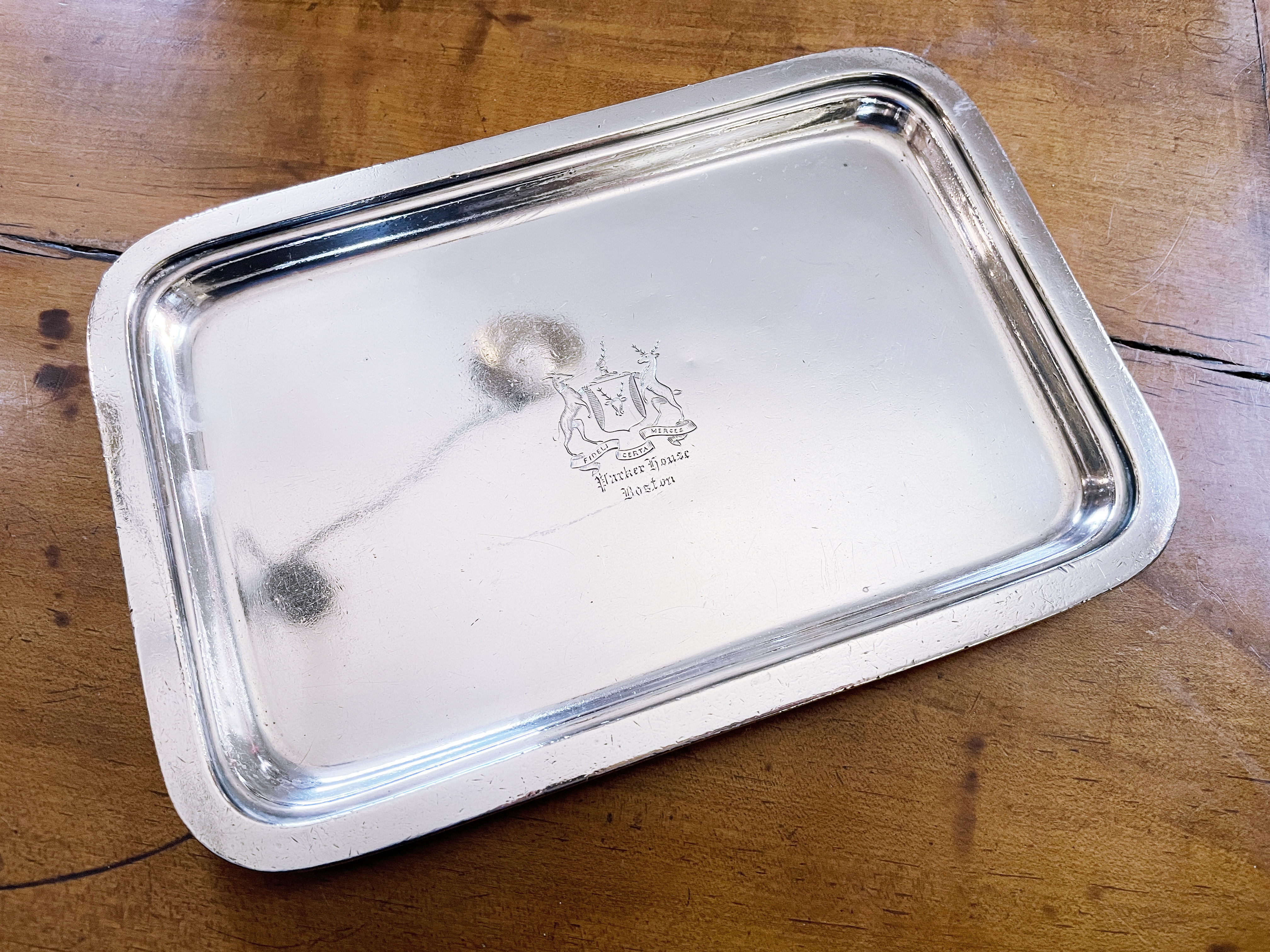 Antique Silver Plated Tray from The Parker House Hotel Boston