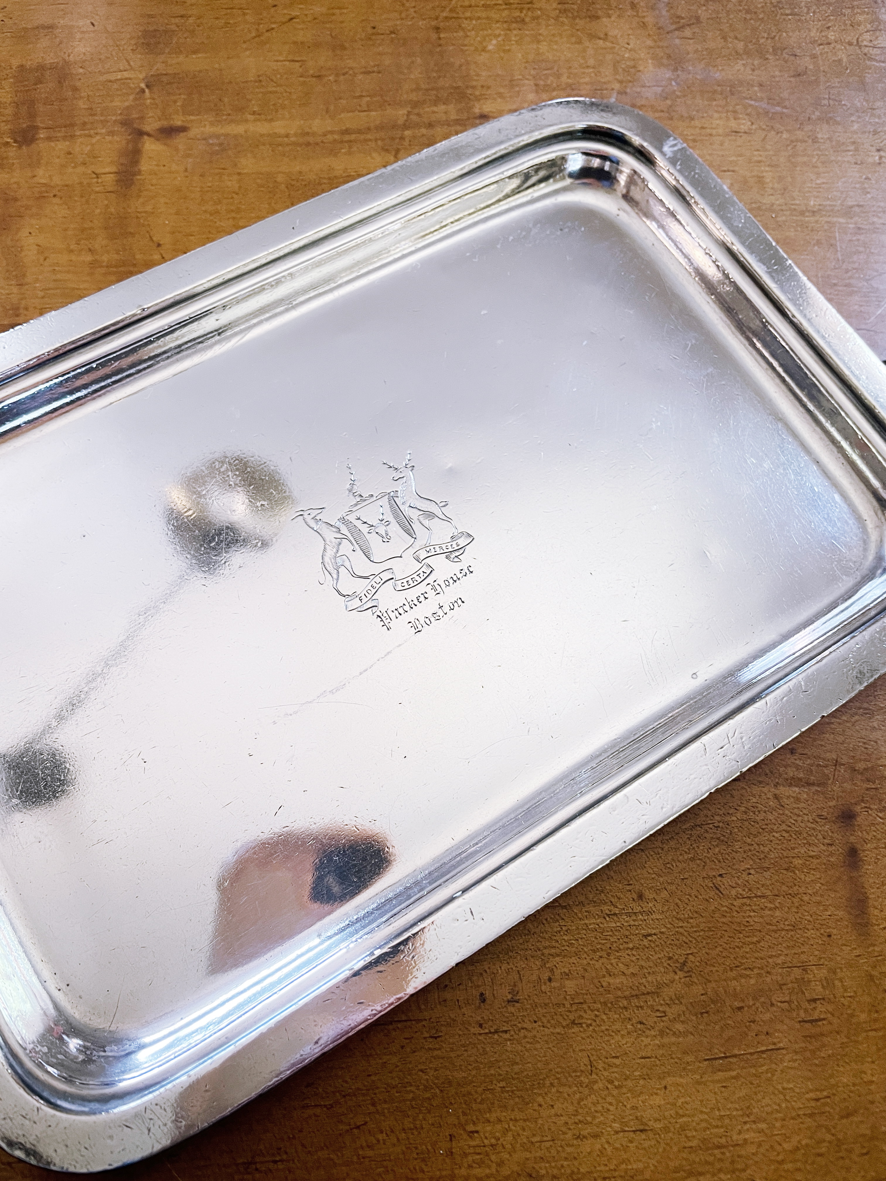 Antique Silver Plated Tray from The Parker House Hotel Boston