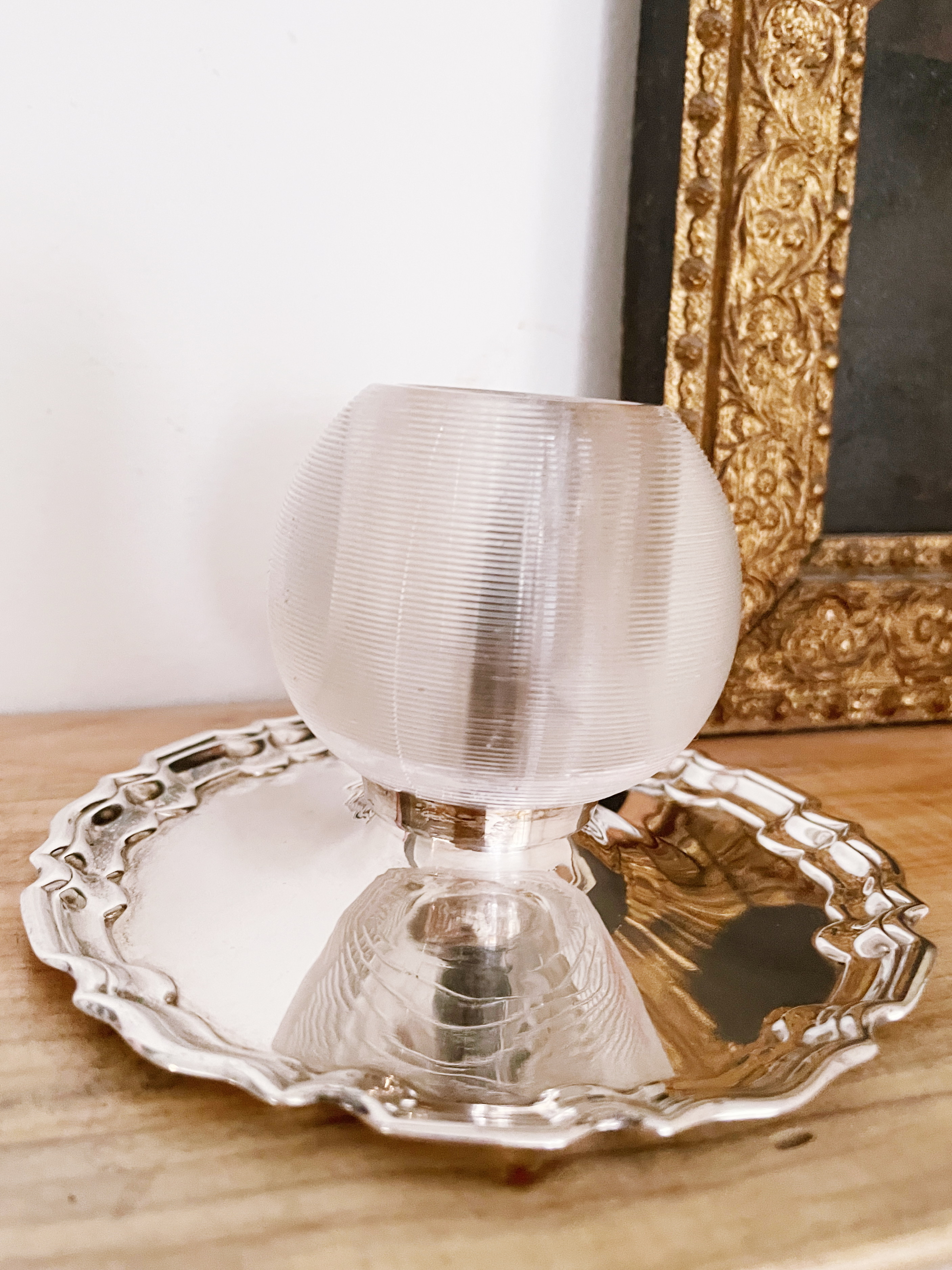 1914 English Sterling Silver & Glass Match Striker