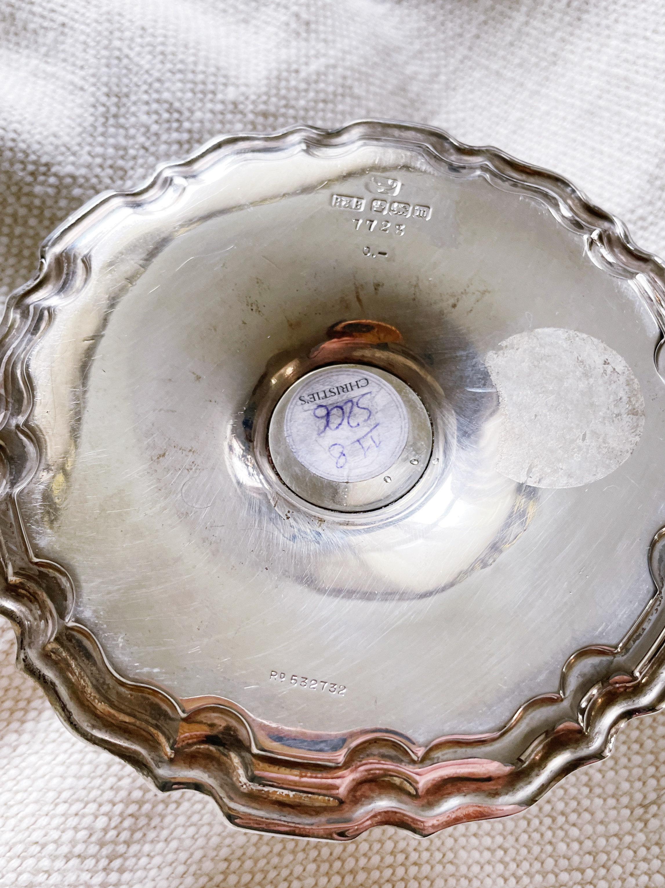 1914 English Sterling Silver & Glass Match Striker