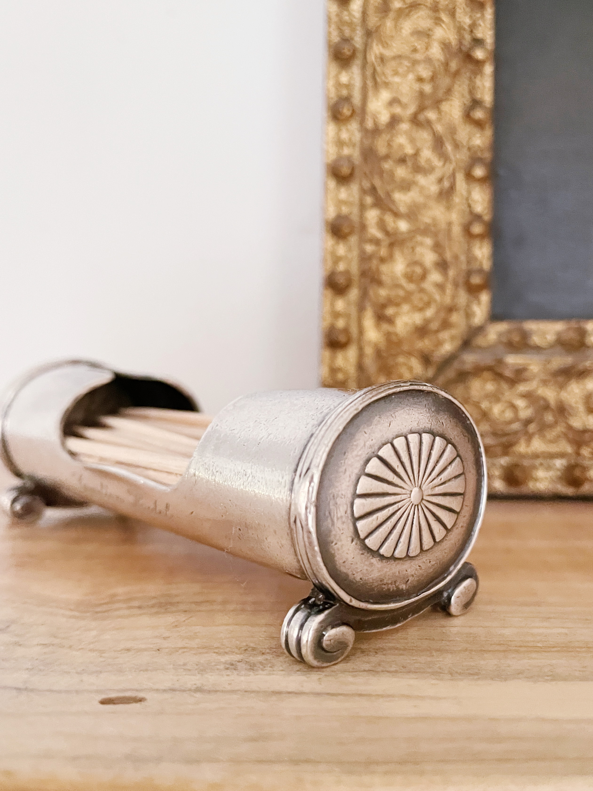 Antique Silver Plated Toothpick Holder from Carlton Hotel Rome