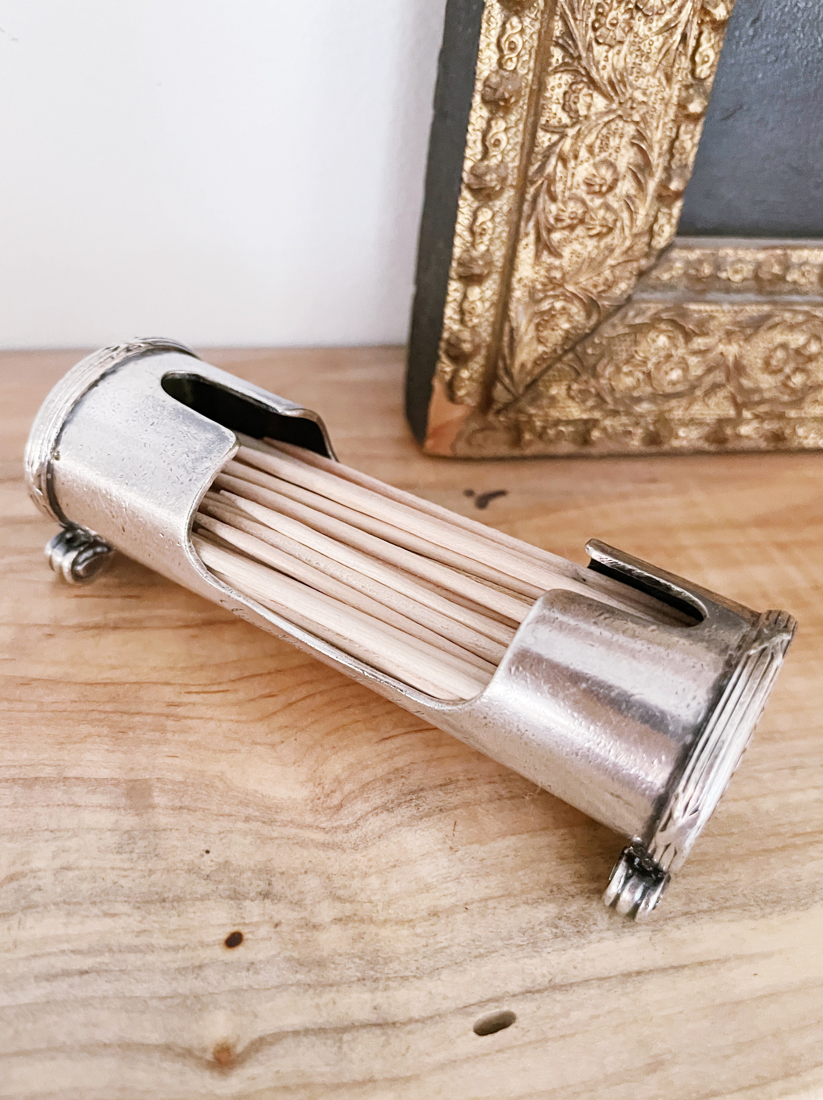 Antique Silver Plated Toothpick Holder from Carlton Hotel Rome