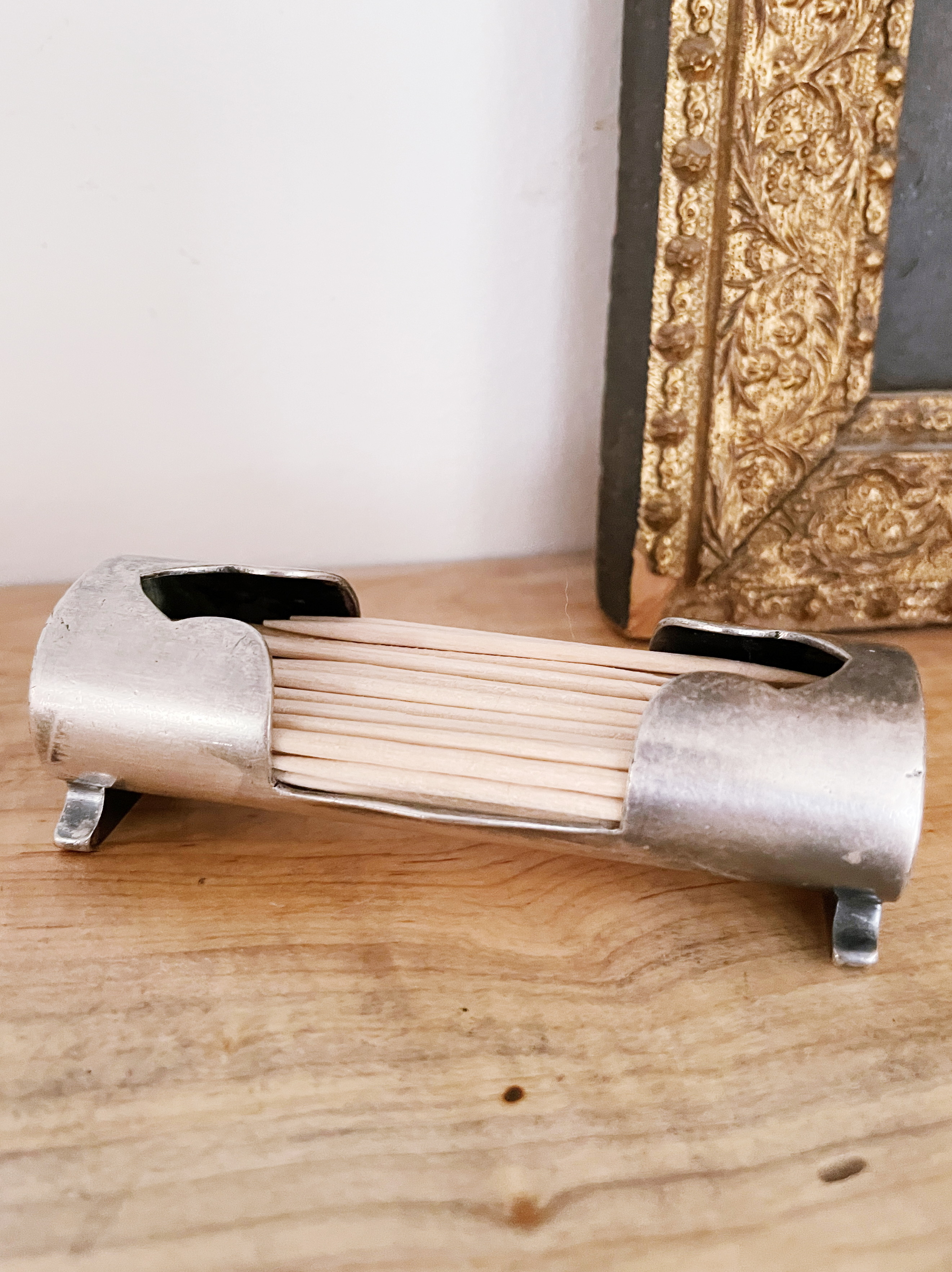Antique Silver Plated Toothpick Holder from Regina Hotel Rome