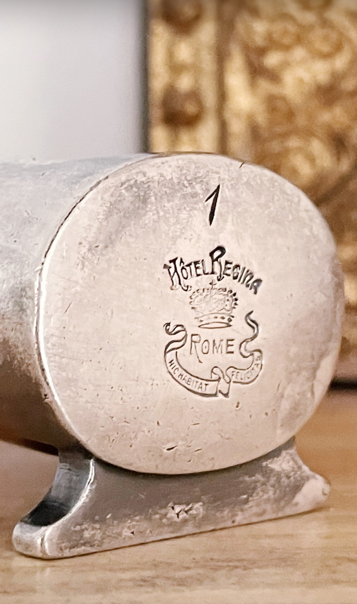 Antique Silver Plated Toothpick Holder from Regina Hotel Rome