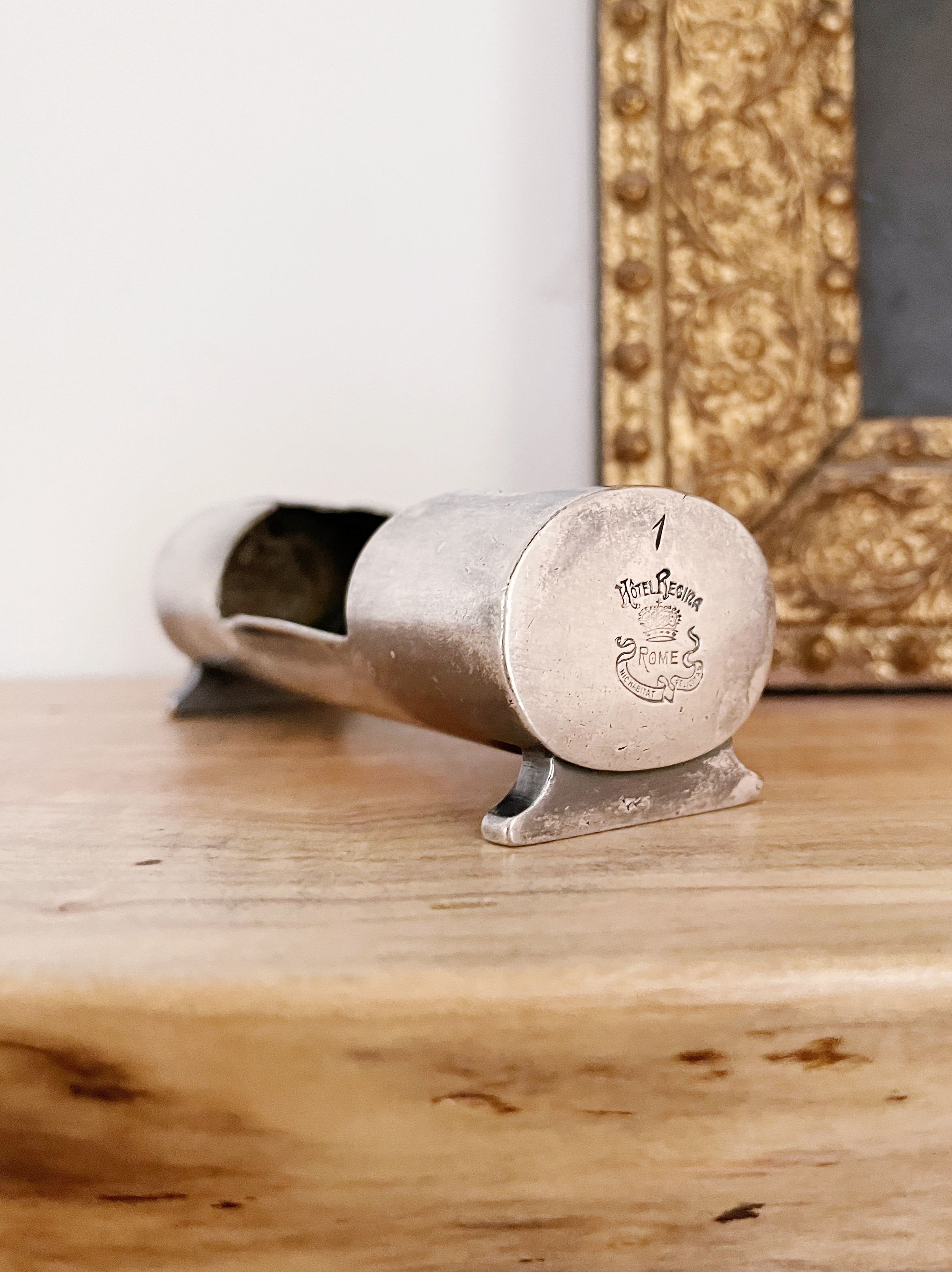 Antique Silver Plated Toothpick Holder from Regina Hotel Rome