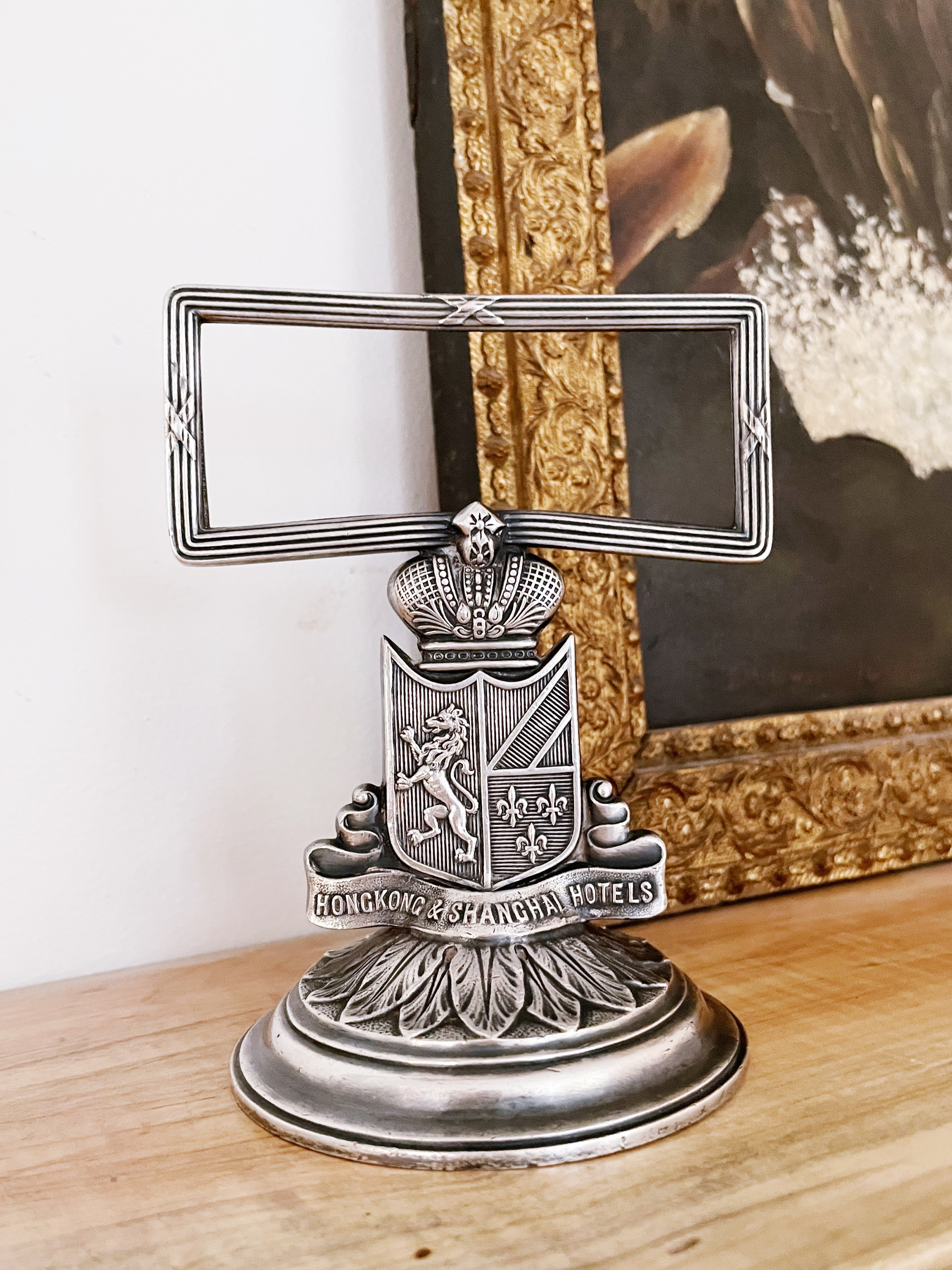 1928 Silver Plated Menu Holder from Hong Kong & Shanghai Hotels