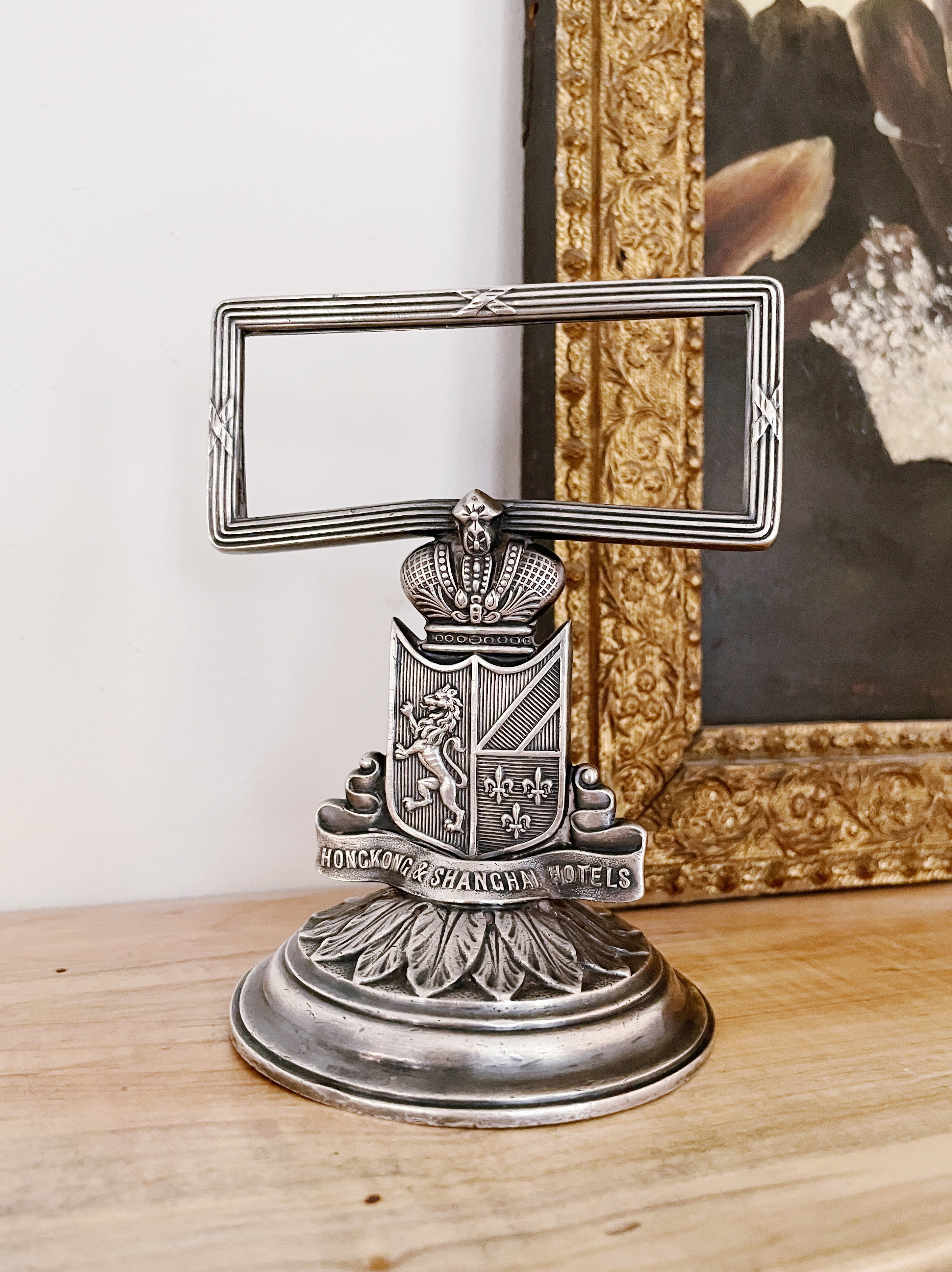 1928 Silver Plated Menu Holder from Hong Kong & Shanghai Hotels