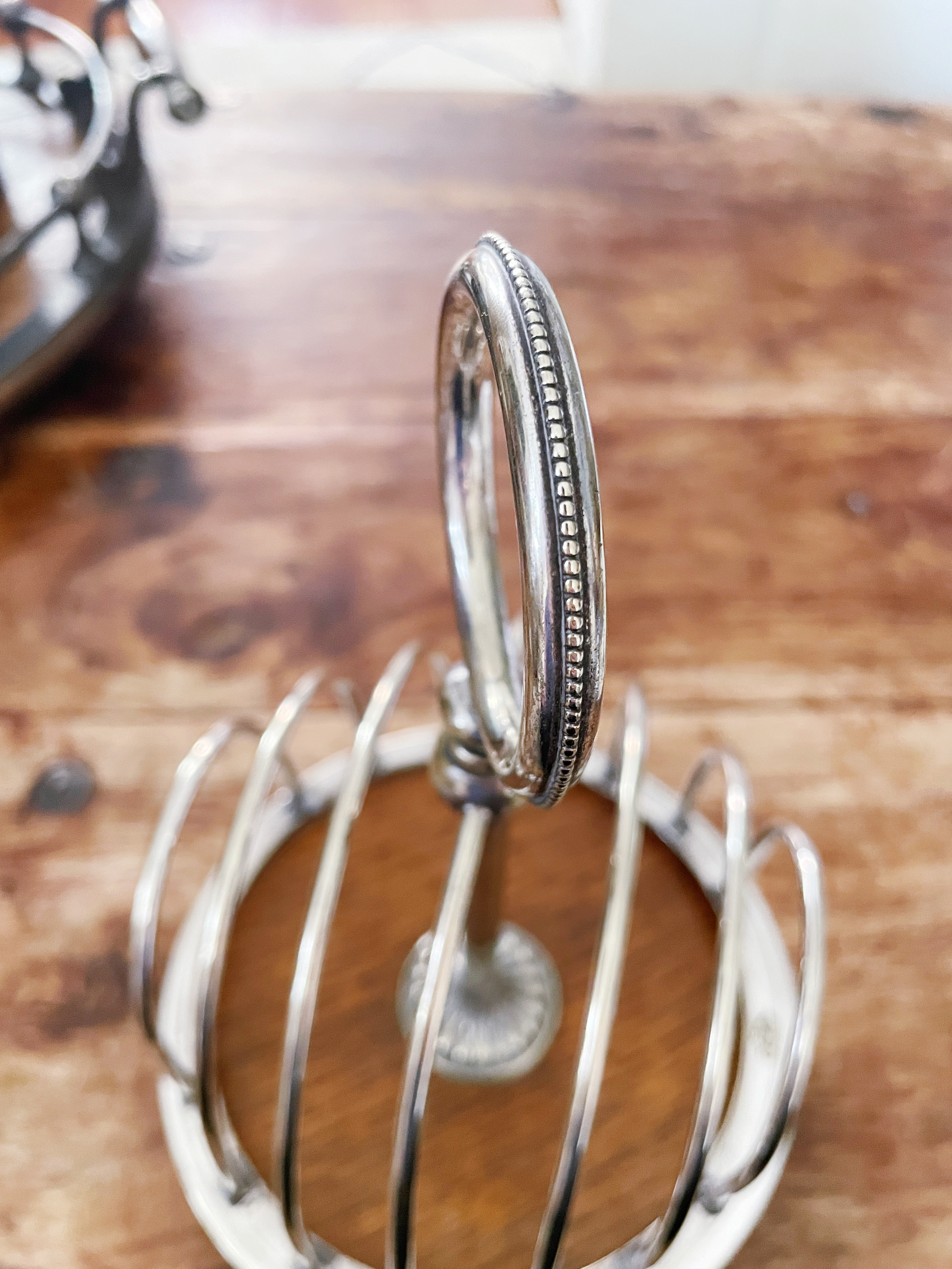 1870s English Silver Plate and Oak Revolving Toast Rack
