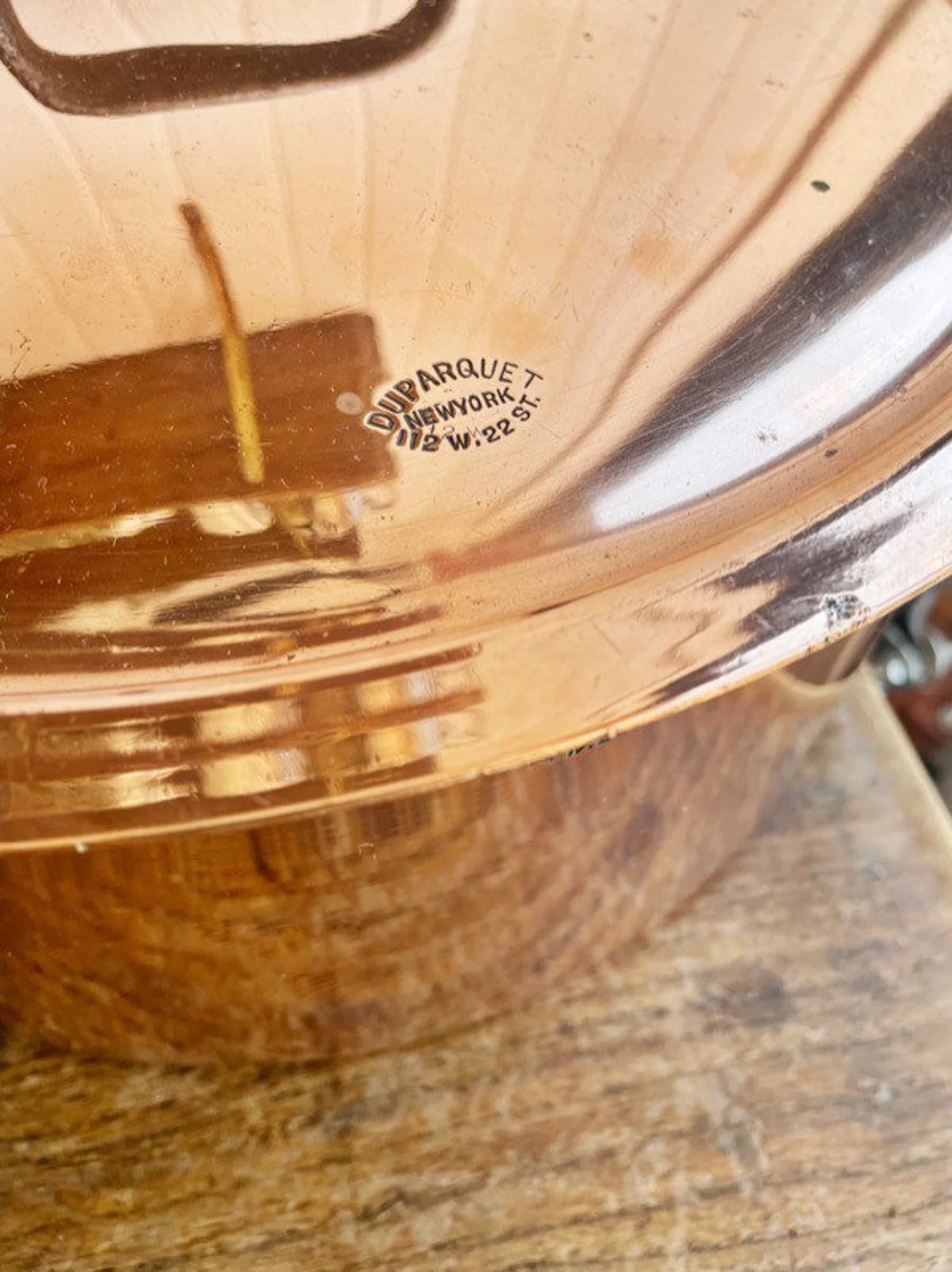 Big Antique Duparquet Copper Rondeau Pot with Lid