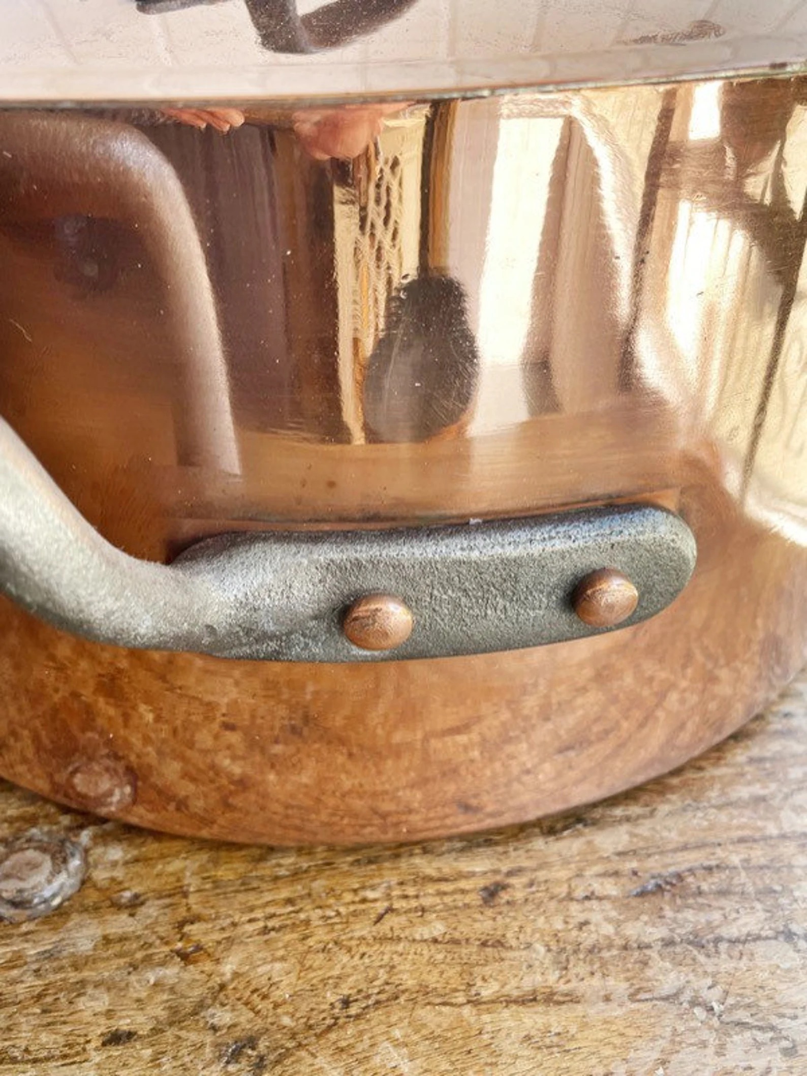 Big Antique Duparquet Copper Rondeau Pot with Lid