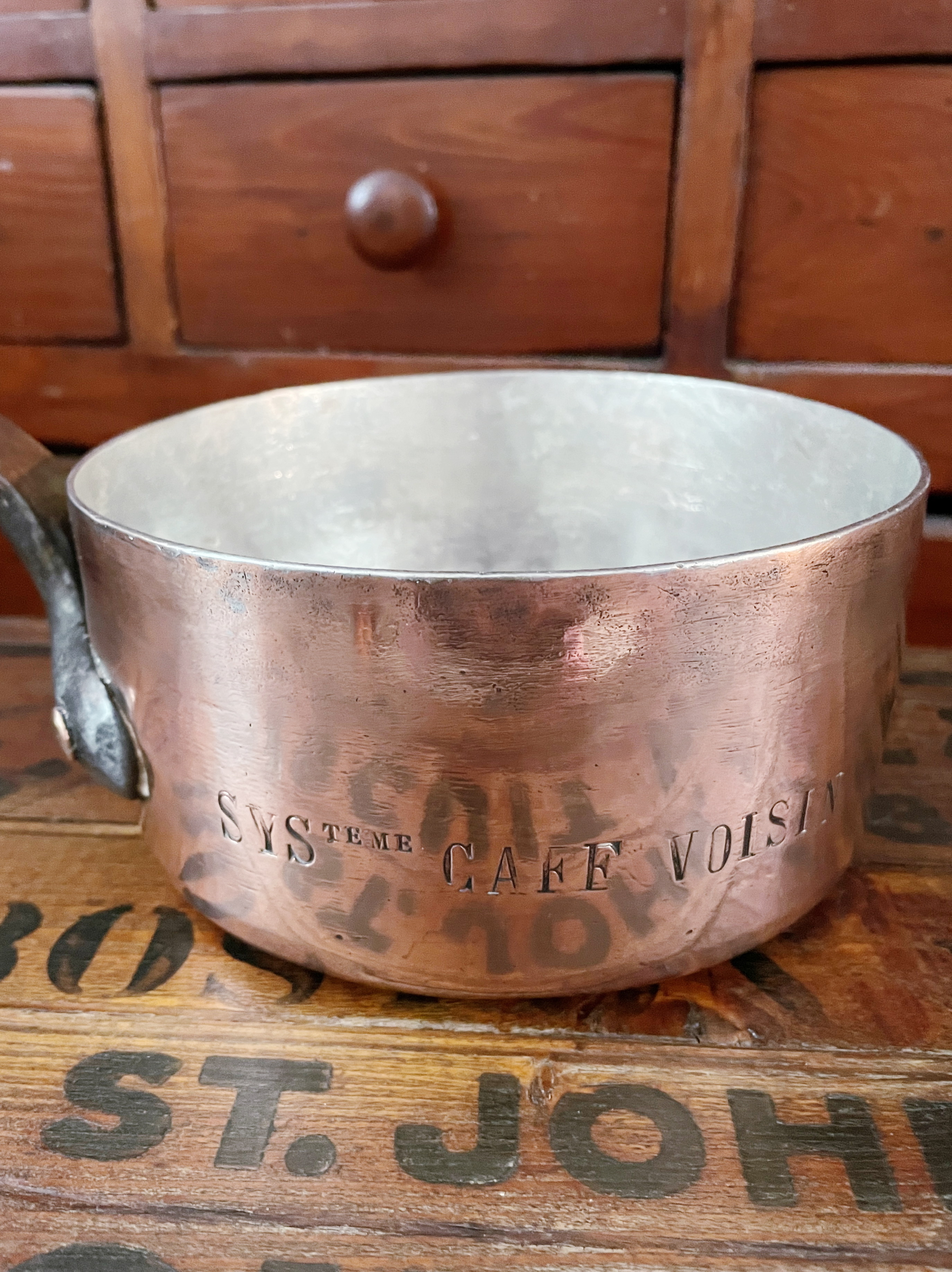Antique Copper Pot from Voisin Restaurant in NYC