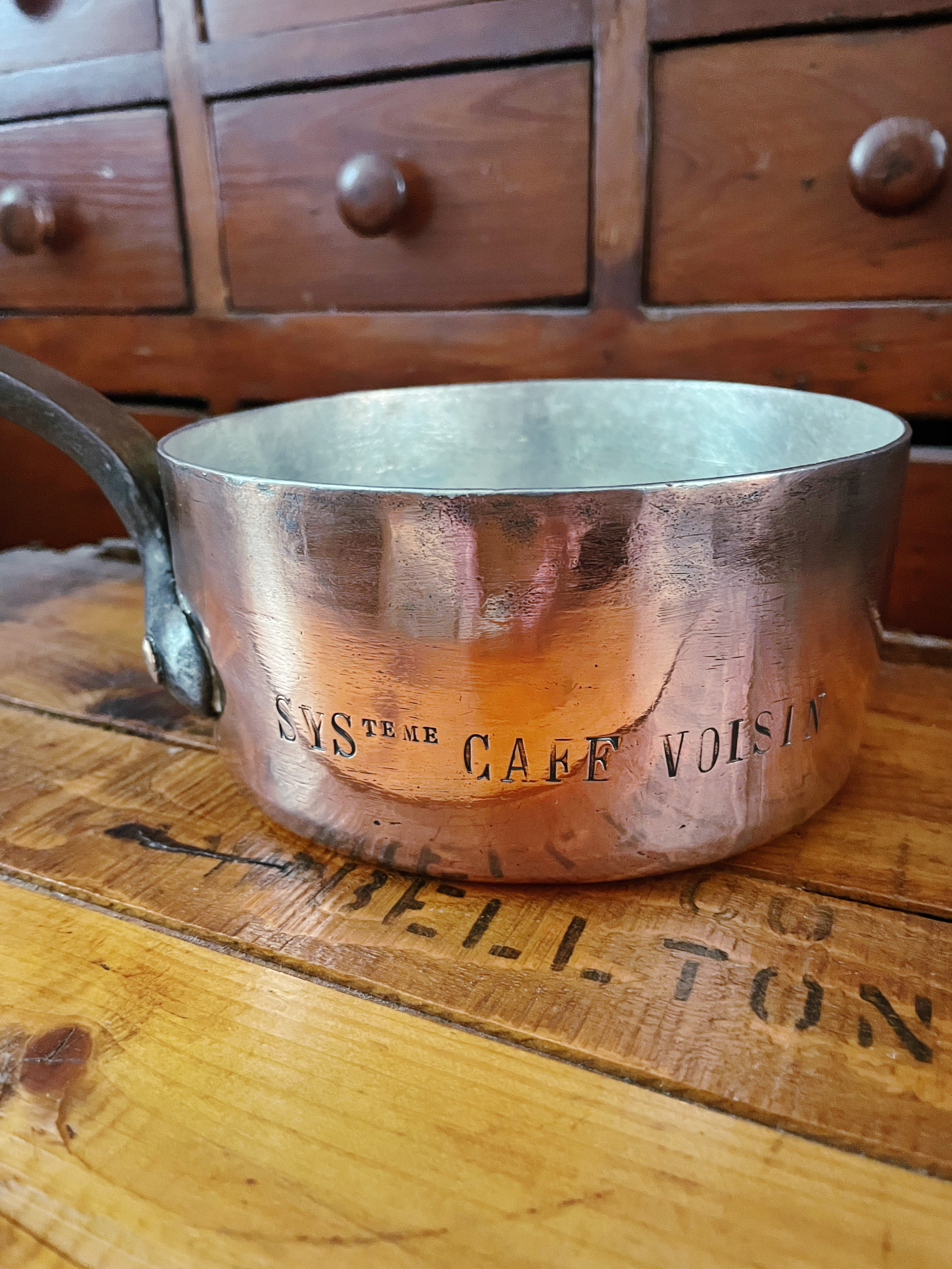 Antique Copper Pot from Voisin Restaurant in NYC