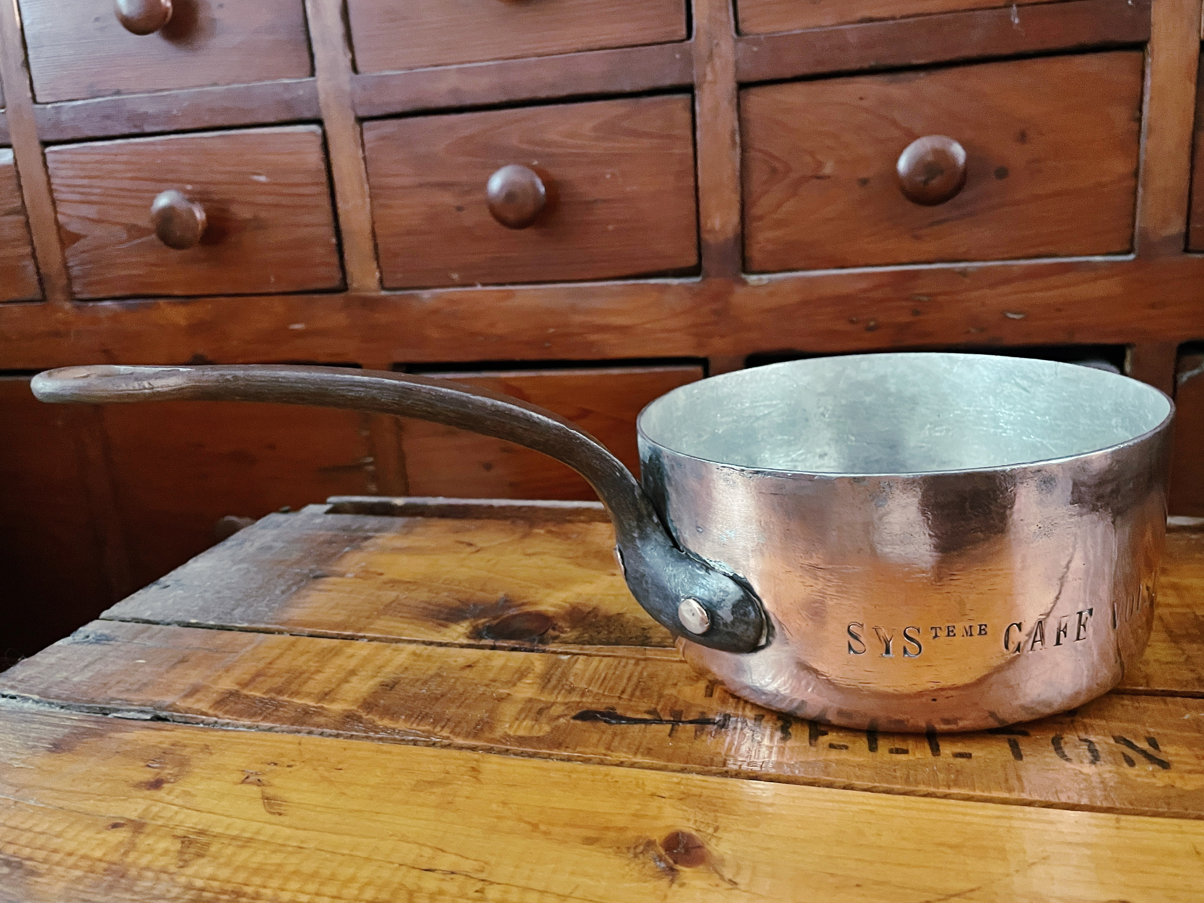 Antique Copper Pot from Voisin Restaurant in NYC
