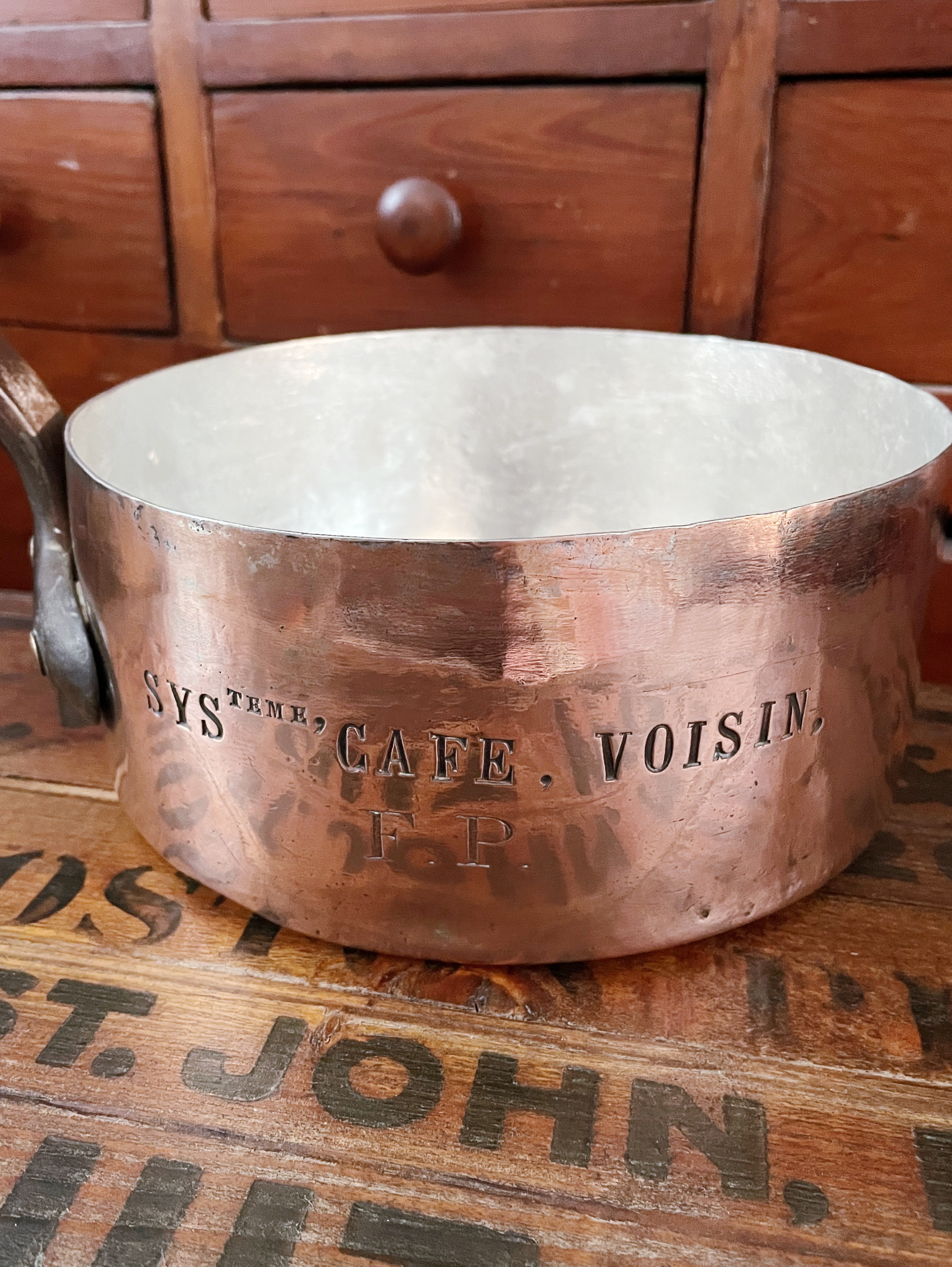 Antique Copper Pot from Voisin Restaurant NYC