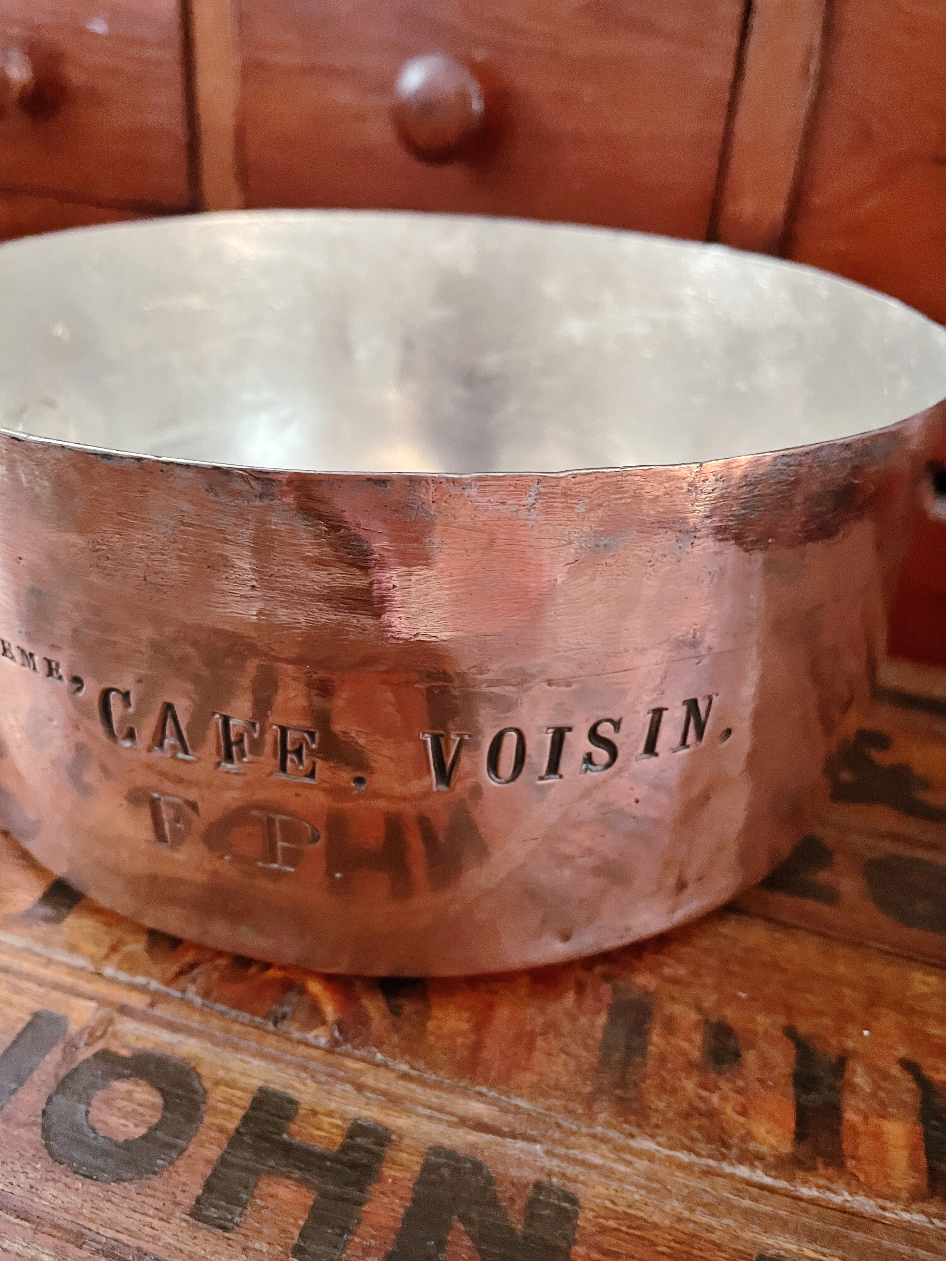 Antique Copper Pot from Voisin Restaurant NYC
