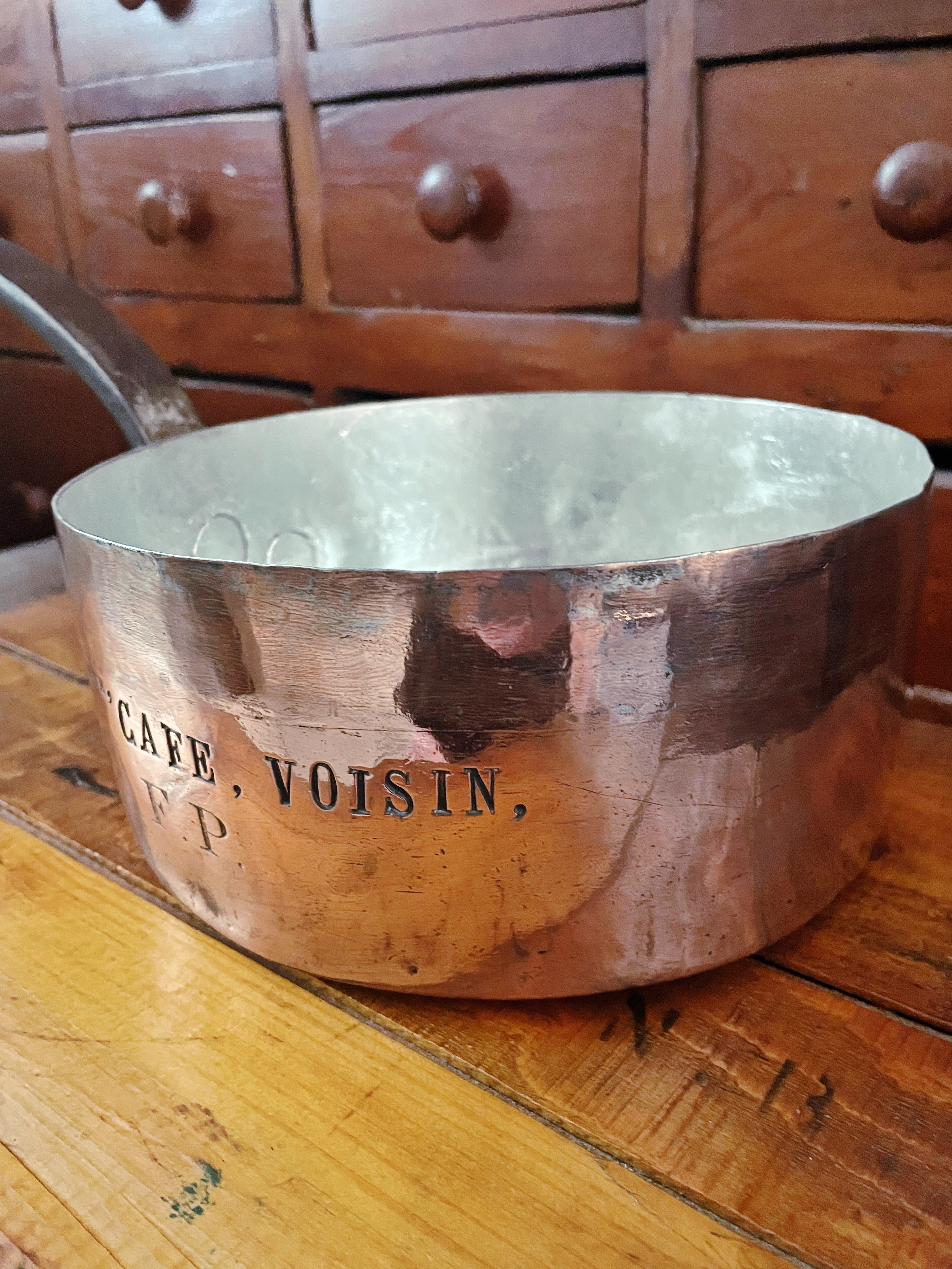 Antique Copper Pot from Voisin Restaurant NYC