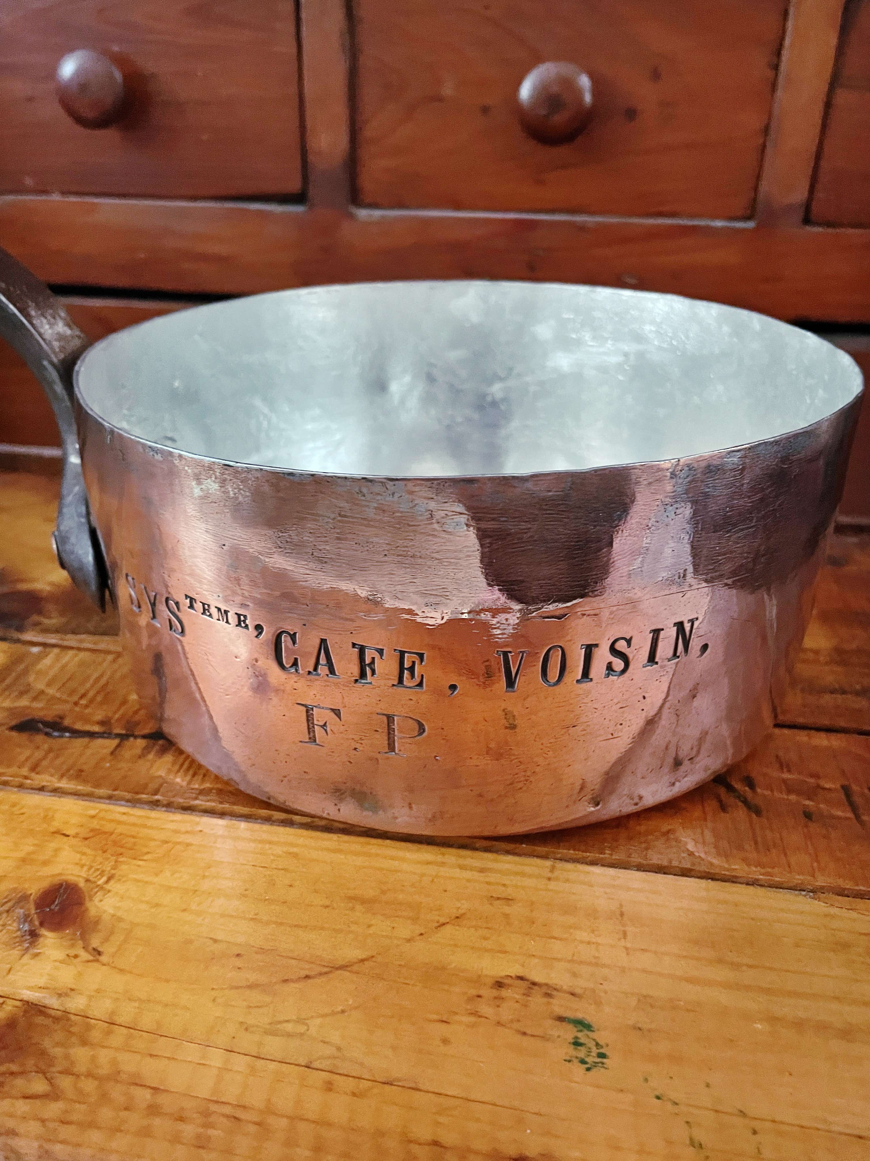 Antique Copper Pot from Voisin Restaurant NYC