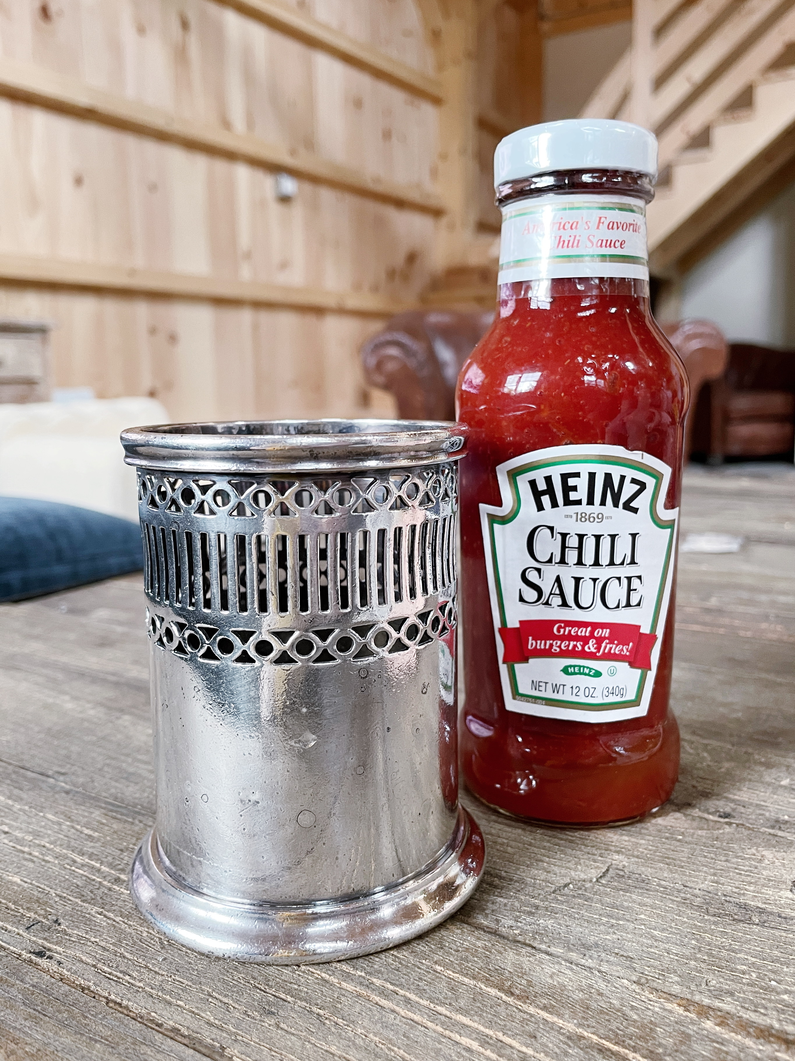 1924 Silver Plated Detroit & Cleveland Steam Navigation Company Ketchup Bottle Holder