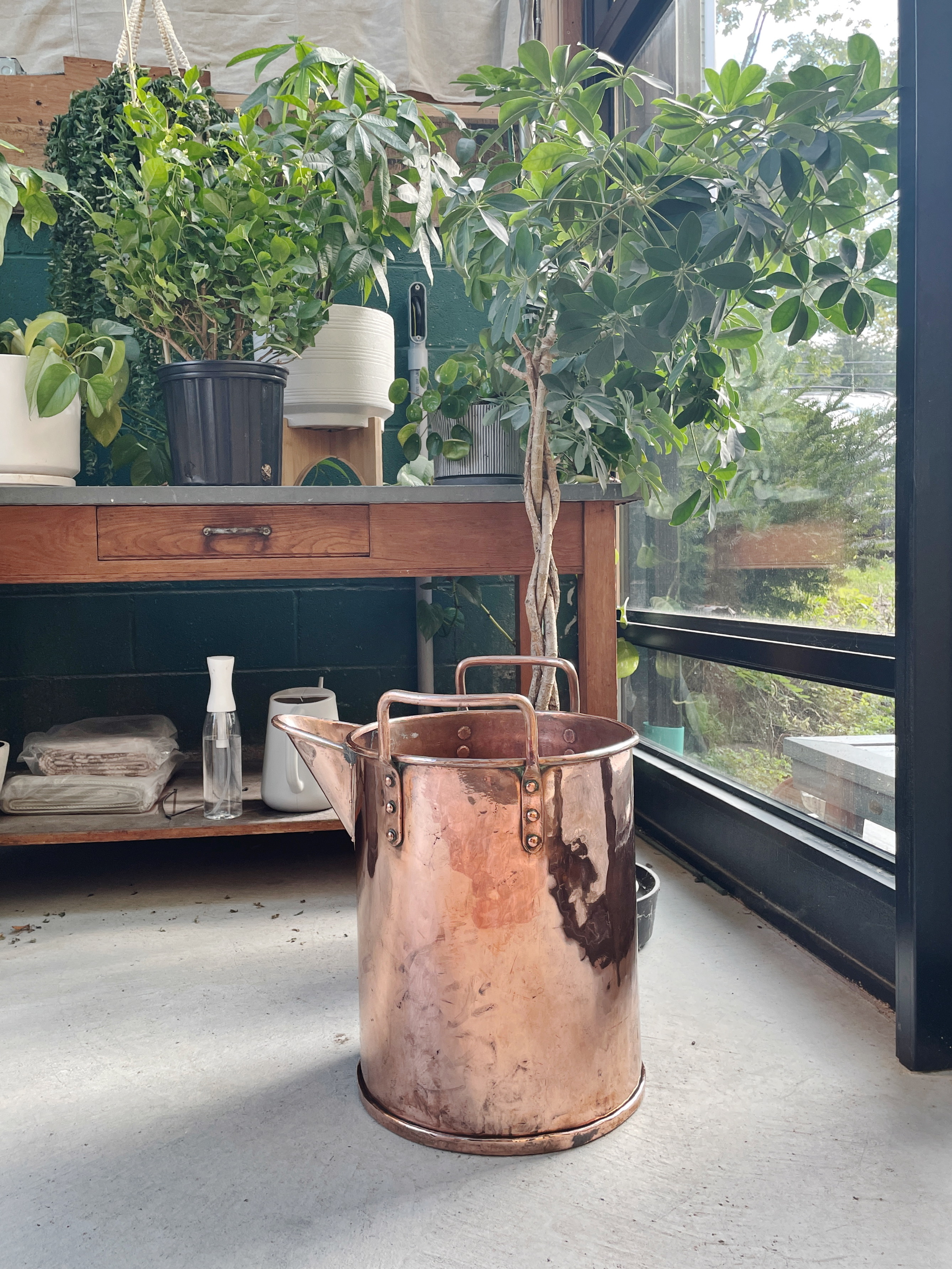 Huge Antique English Riveted Copper Water Pitcher