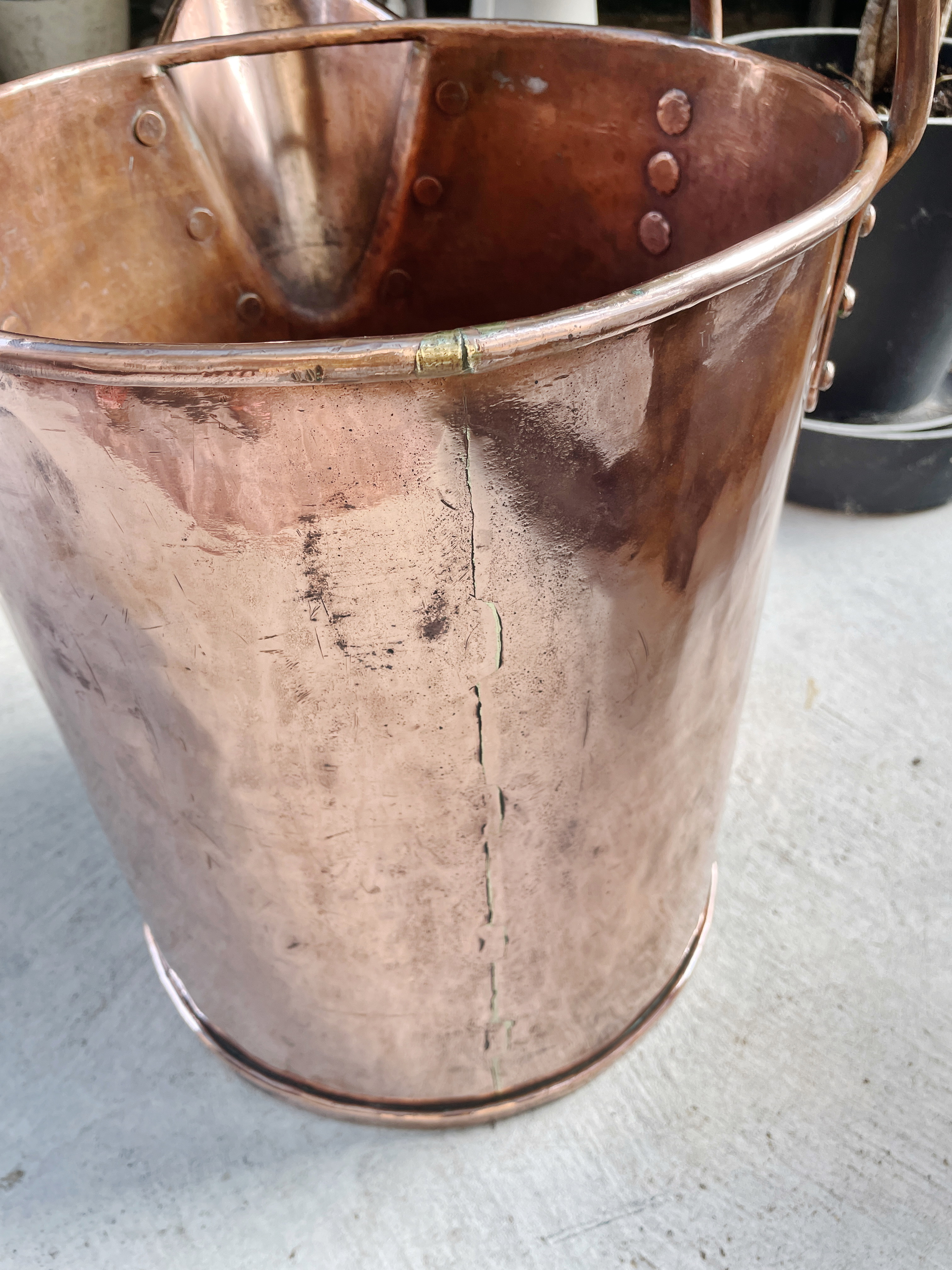 Huge Antique English Riveted Copper Water Pitcher