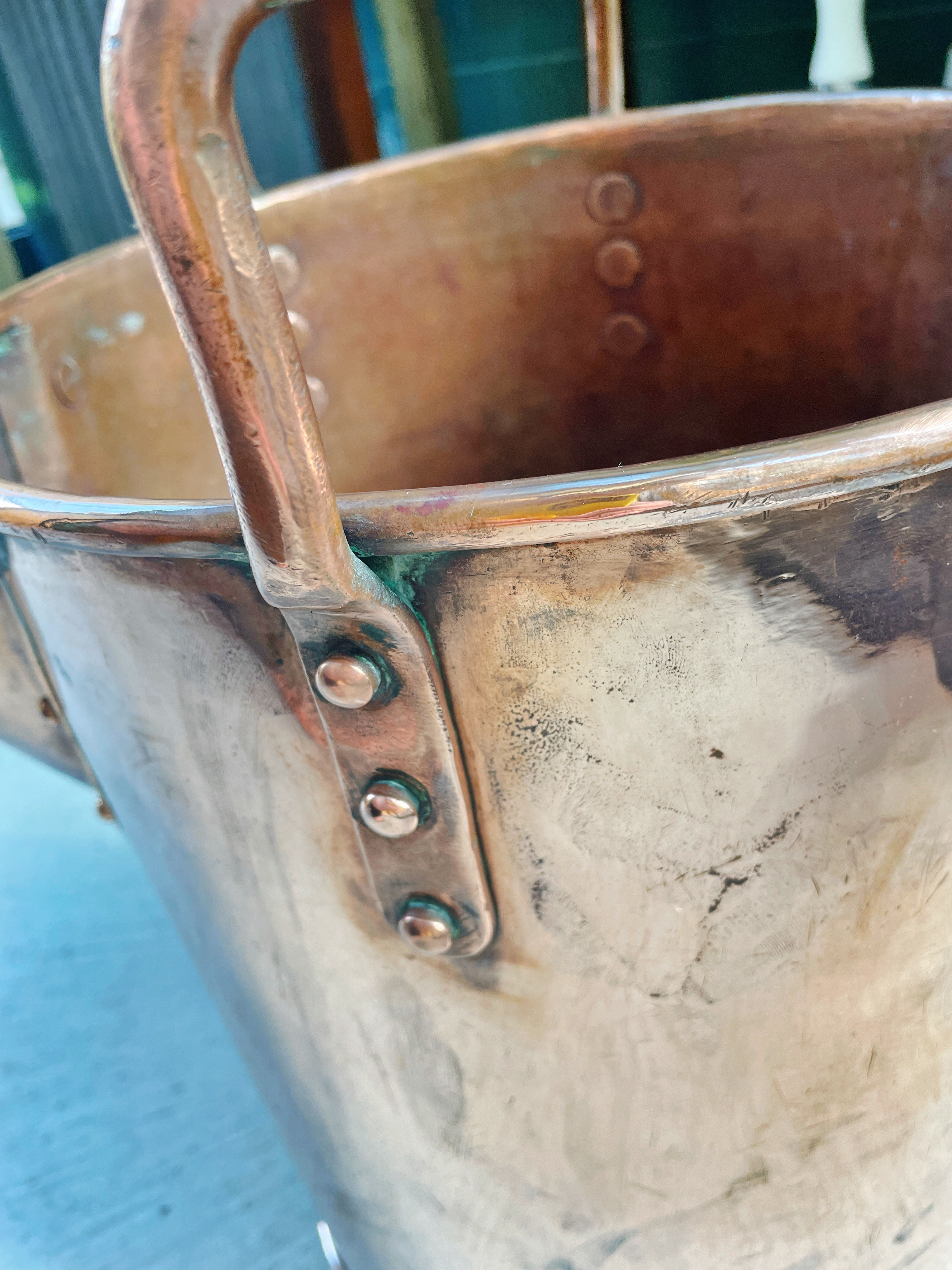 Huge Antique English Riveted Copper Water Pitcher