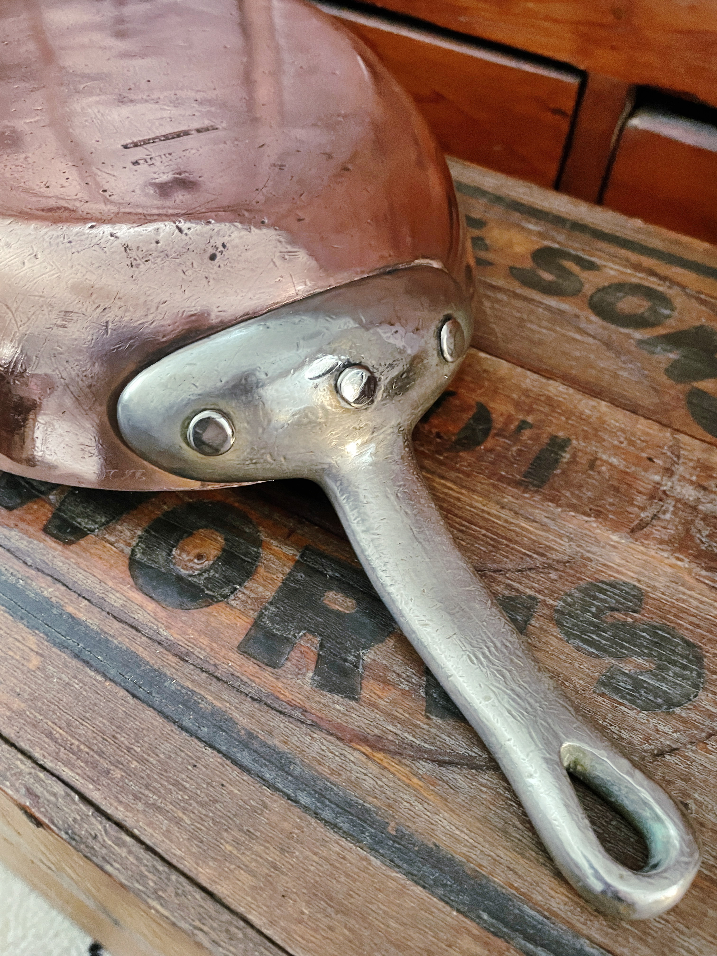 Antique Heinrichs Copper Sauté Pan from The Mayflower Hotel in Washington DC