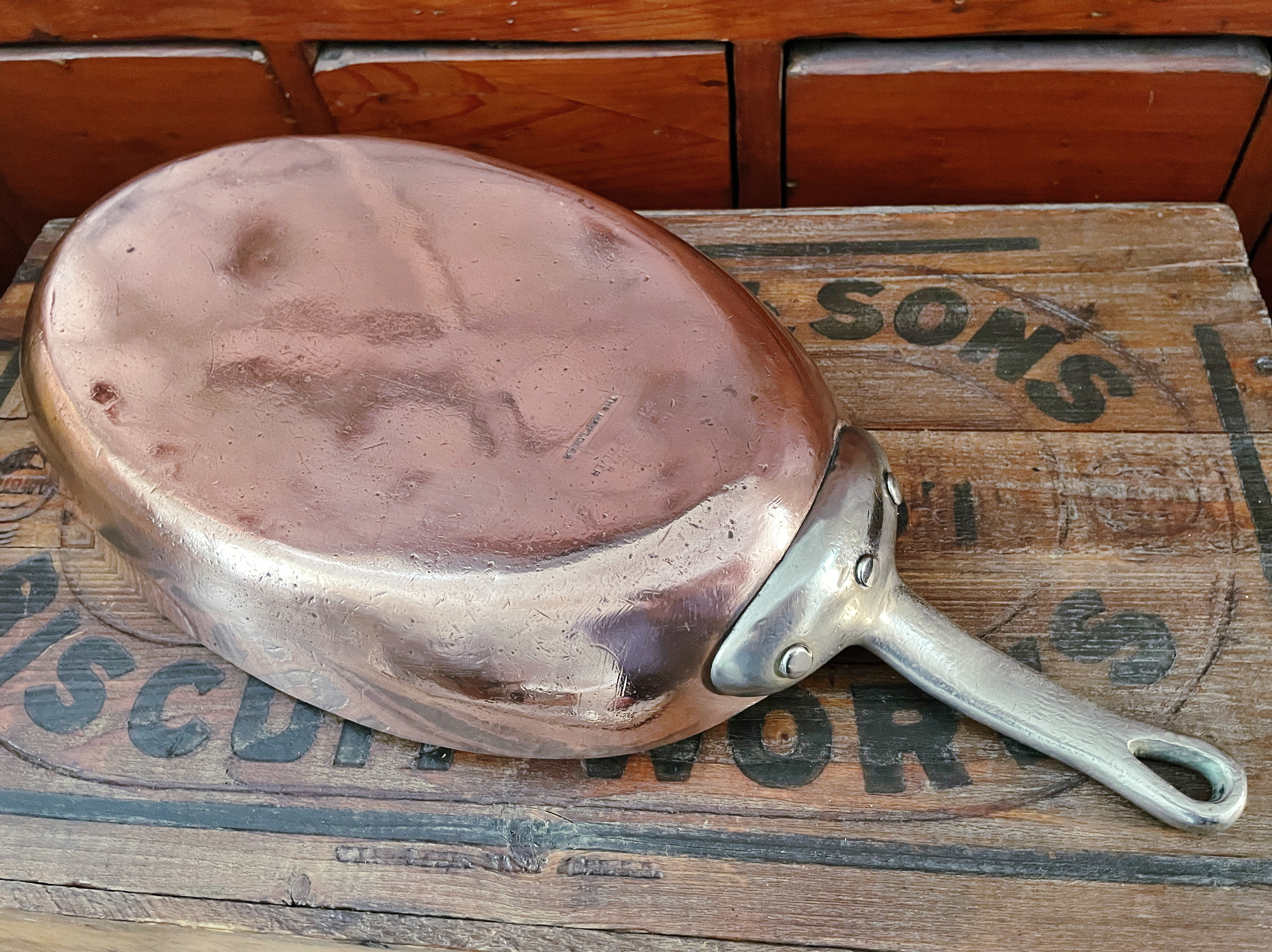 Antique Heinrichs Copper Sauté Pan from The Mayflower Hotel in Washington DC