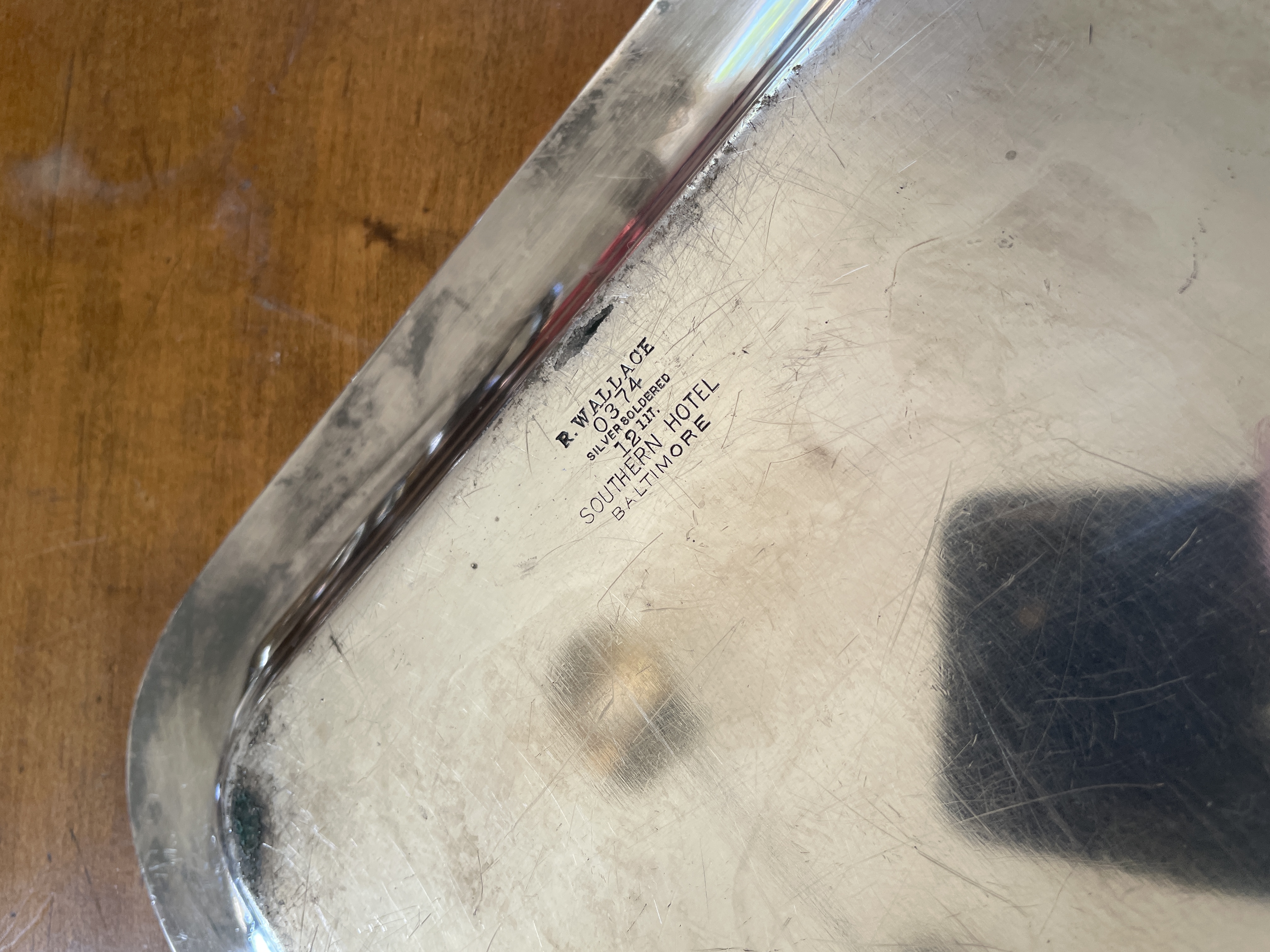 1920s Silver Plated Serving Tray from Southern Hotel in Baltimore MD